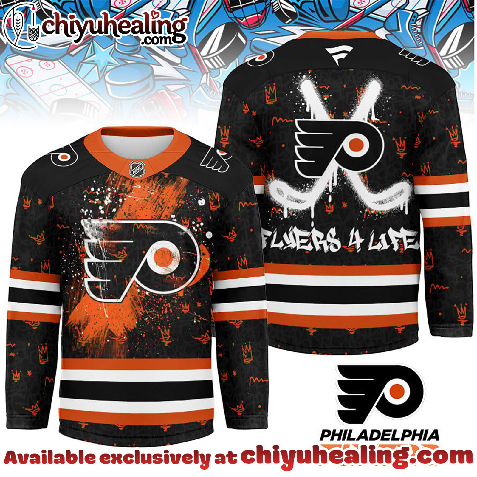 Philadelphia Flyers Premium NHL Graffiti My Team 4 Life Hockey Jersey
