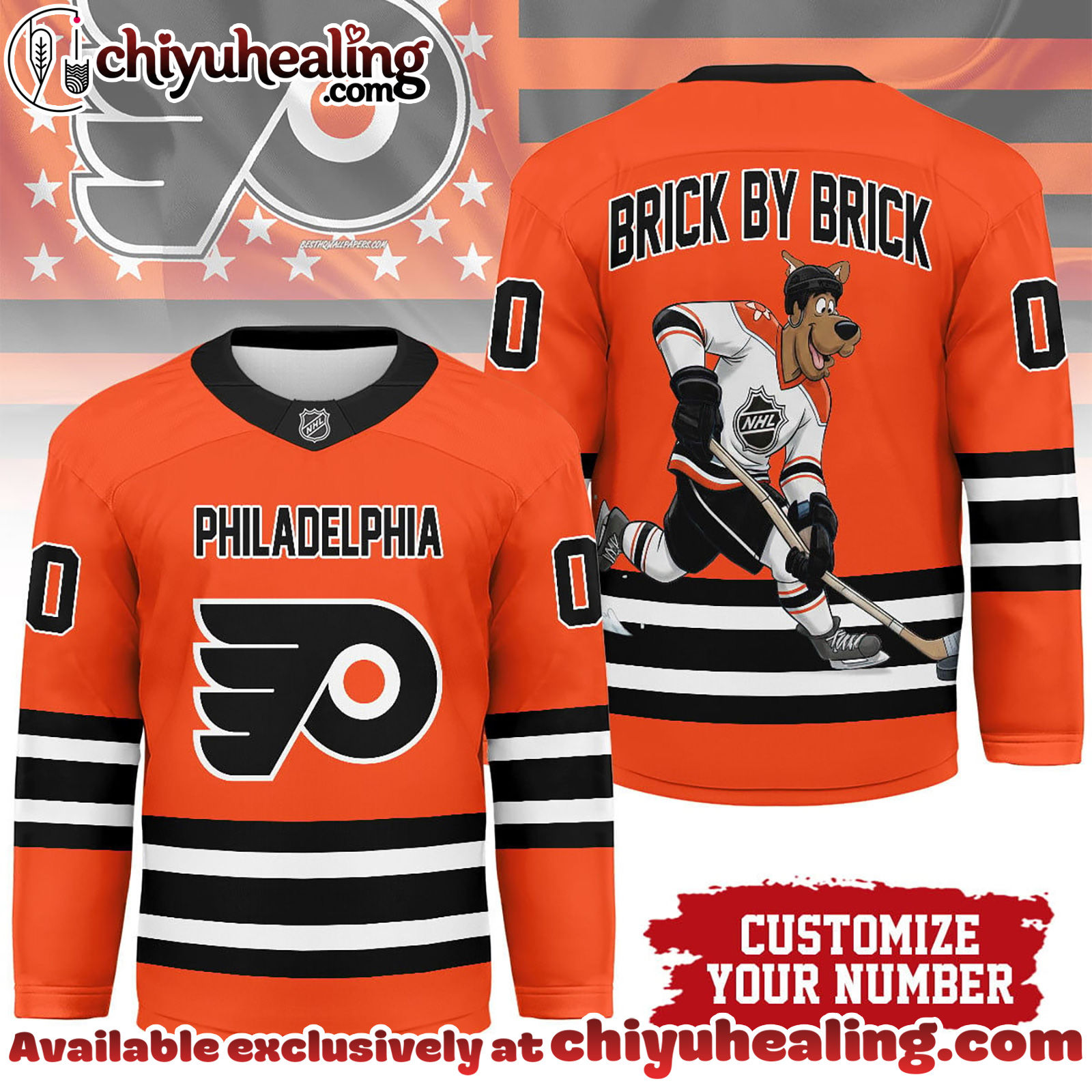 Philadelphia Flyers Premium NHL Scooby Doo Personalized Hockey Jersey