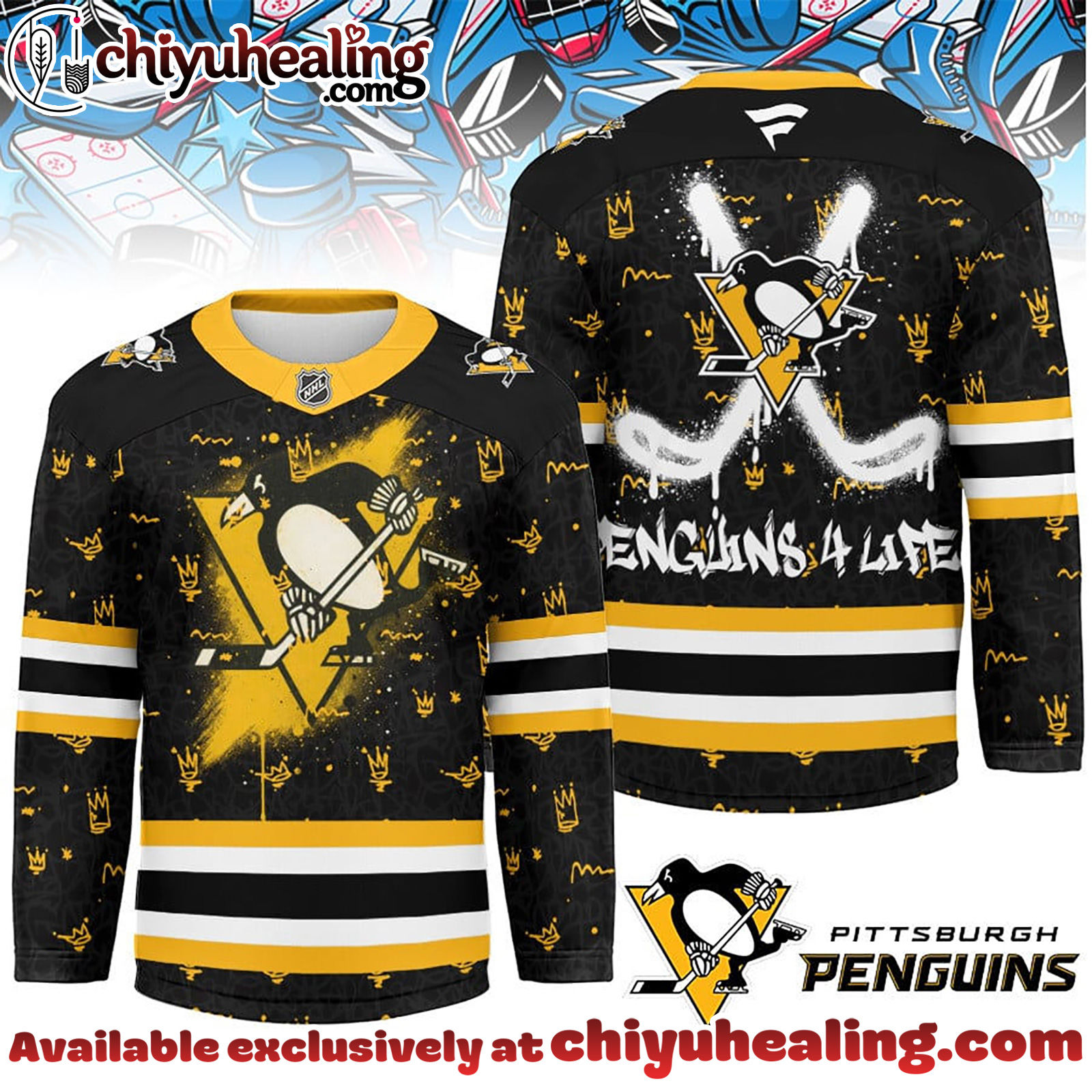 Pittsburgh Penguins Premium NHL Graffiti My Team 4 Life Hockey Jersey