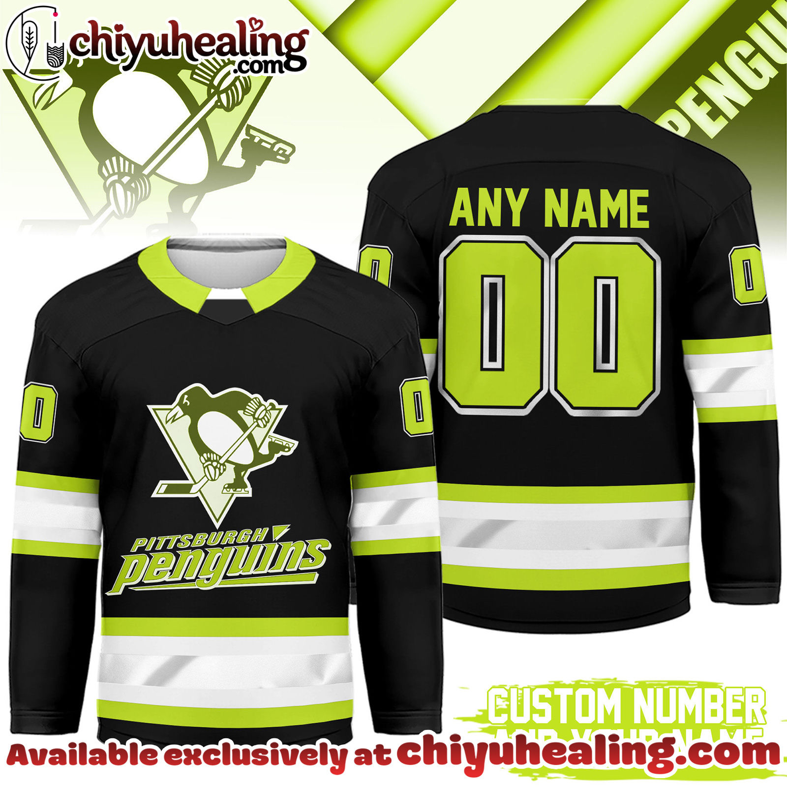 Pittsburgh Penguins Premium NHL Hi-Vis Hockey Spirit Custom Name and Number Jersey
