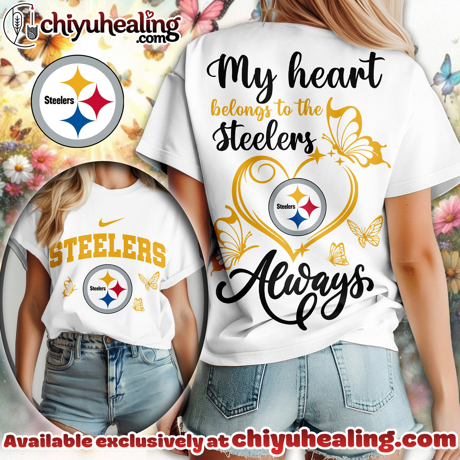 Pittsburgh Steelers Premium NFL Butterfly Women Shirt, Hoodie, Sweatshirt
