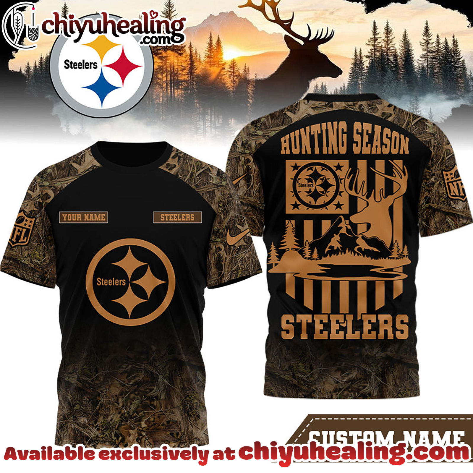Pittsburgh Steelers Premium NFL Hunting Season 3D Shirt