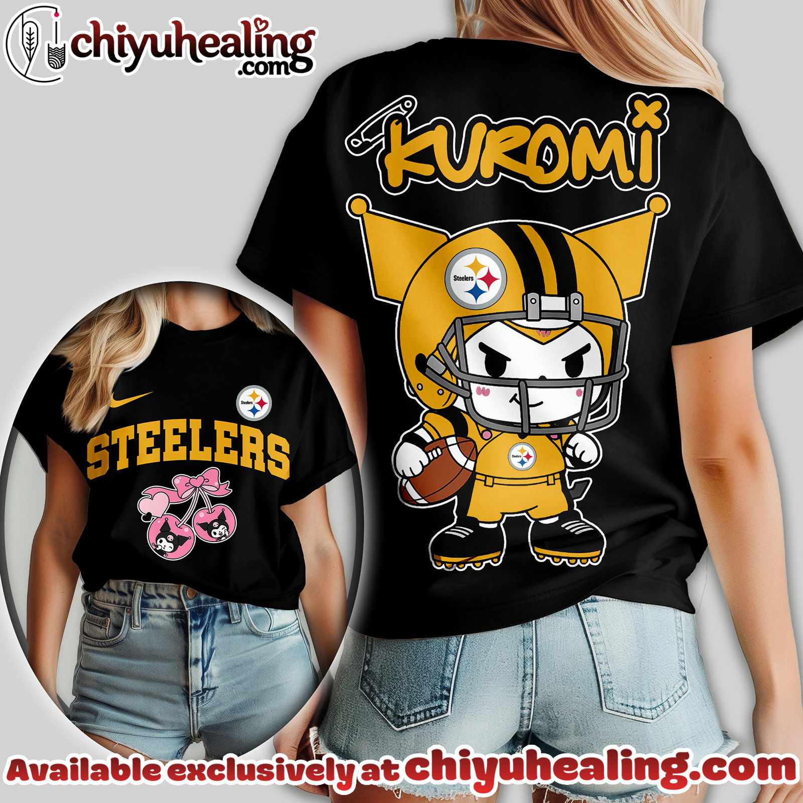 Pittsburgh Steelers Premium NFL Kuromi Women Shirt Pittsburgh Steelers Premium NFL Kuromi Women Shirt