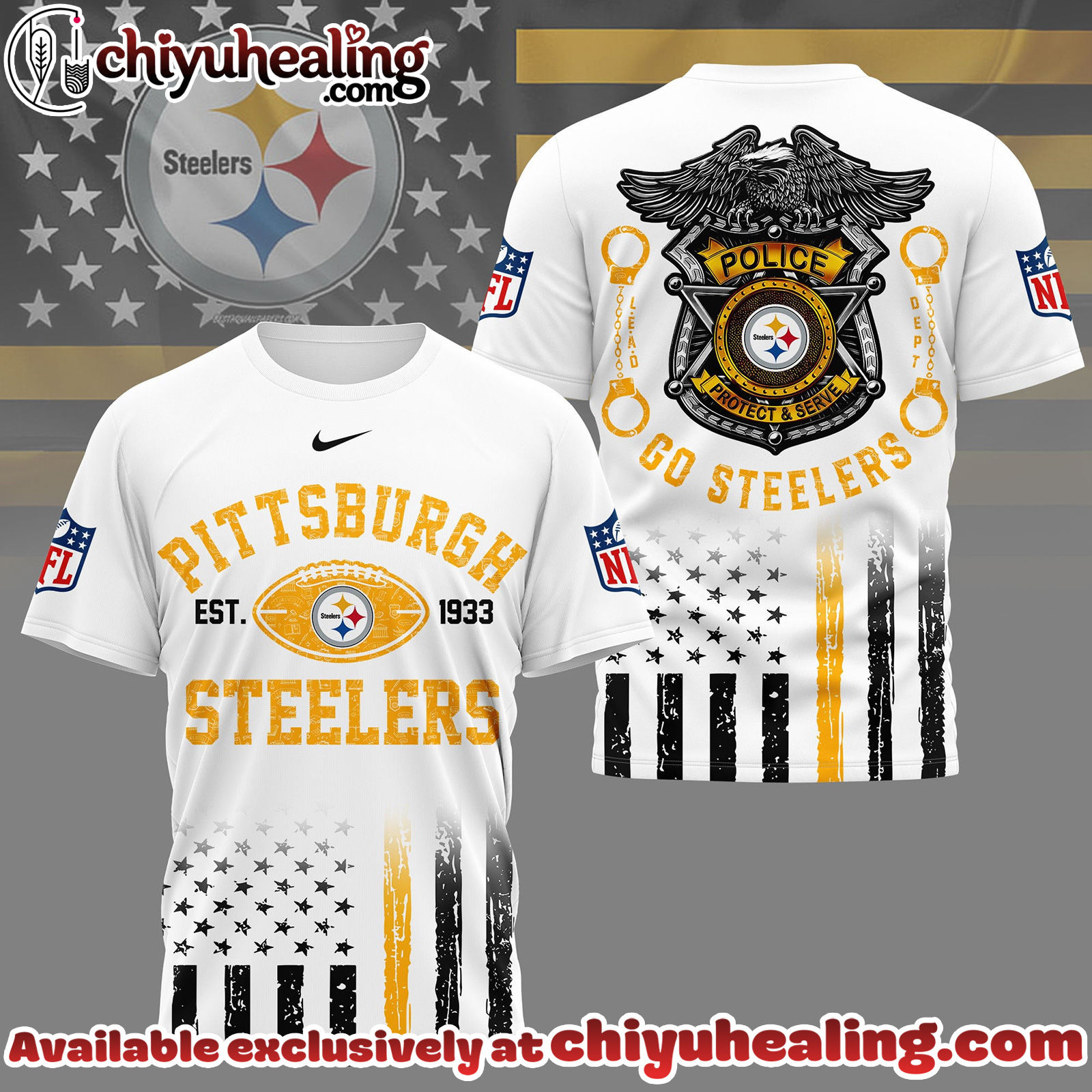 Pittsburgh Steelers Premium NFL Law Enforcement Tribute 3D Shirt
