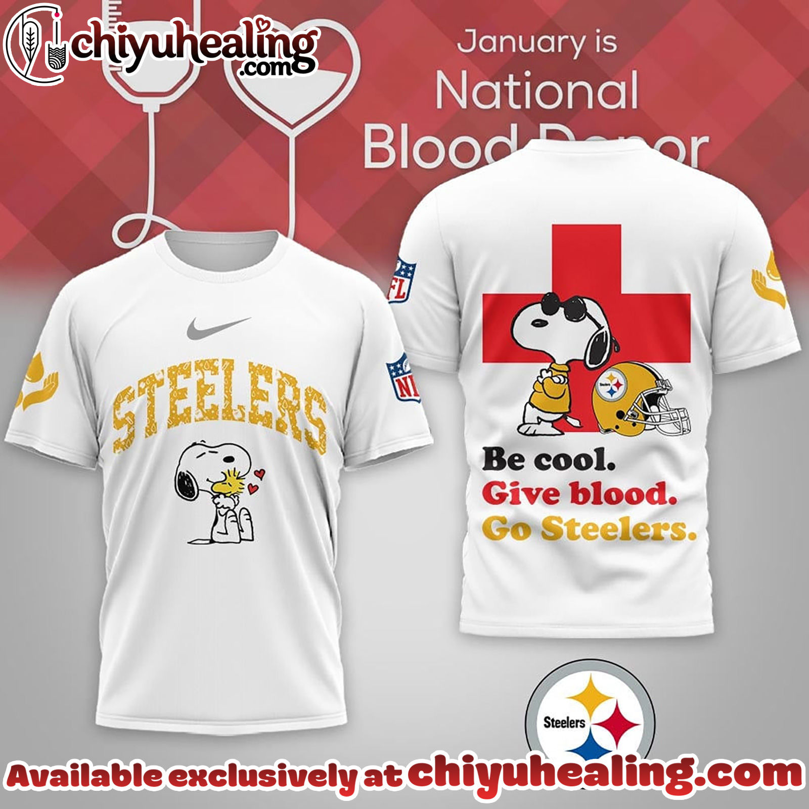 Pittsburgh Steelers Premium NFL Snoopy Blood Donor Awareness Month Tshirt, Sweatshirt, Hoodie