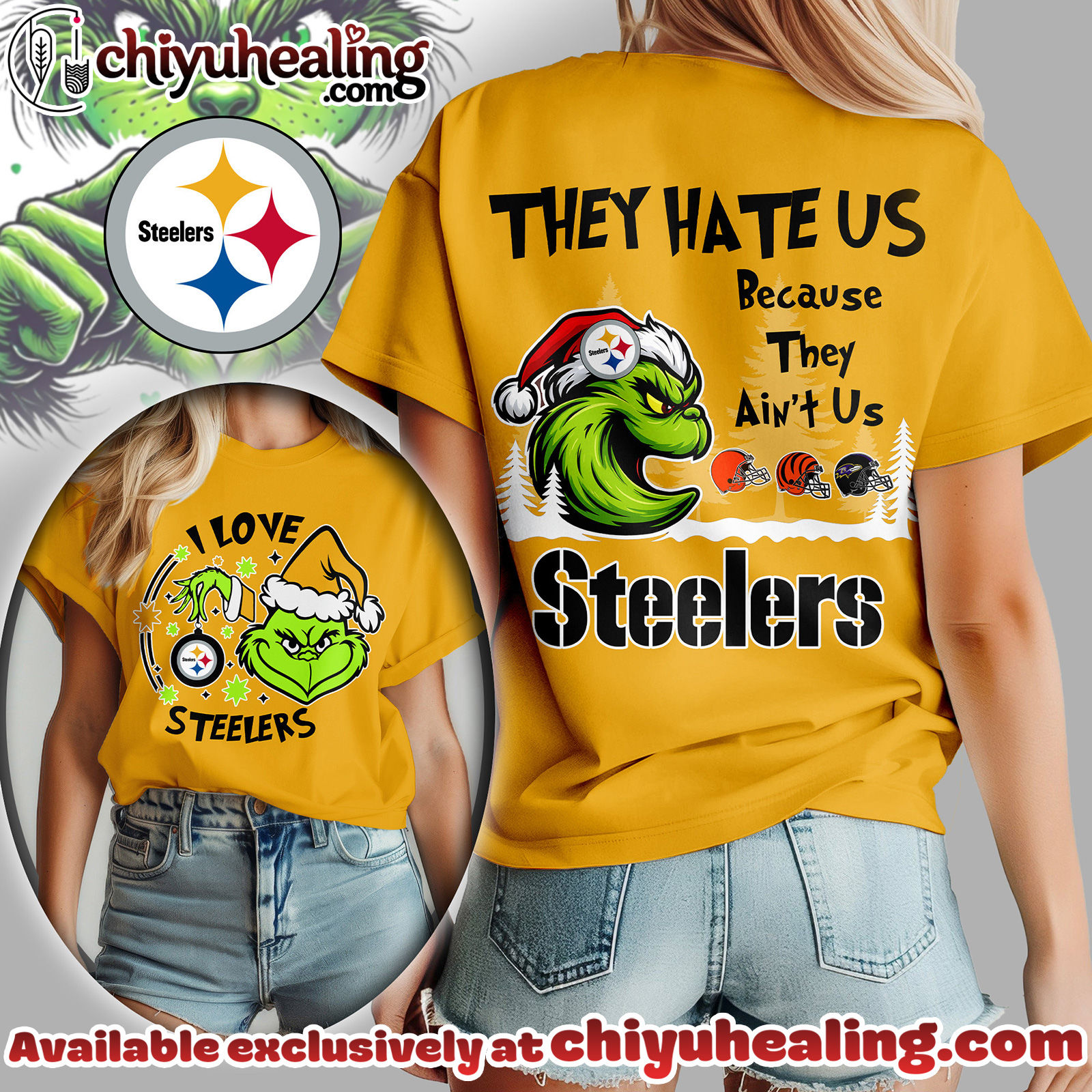 Pittsburgh Steelers Premium NFL They Hate Us Grinch Women Shirt, Hoodie, Sweatshirt, All Team NFL