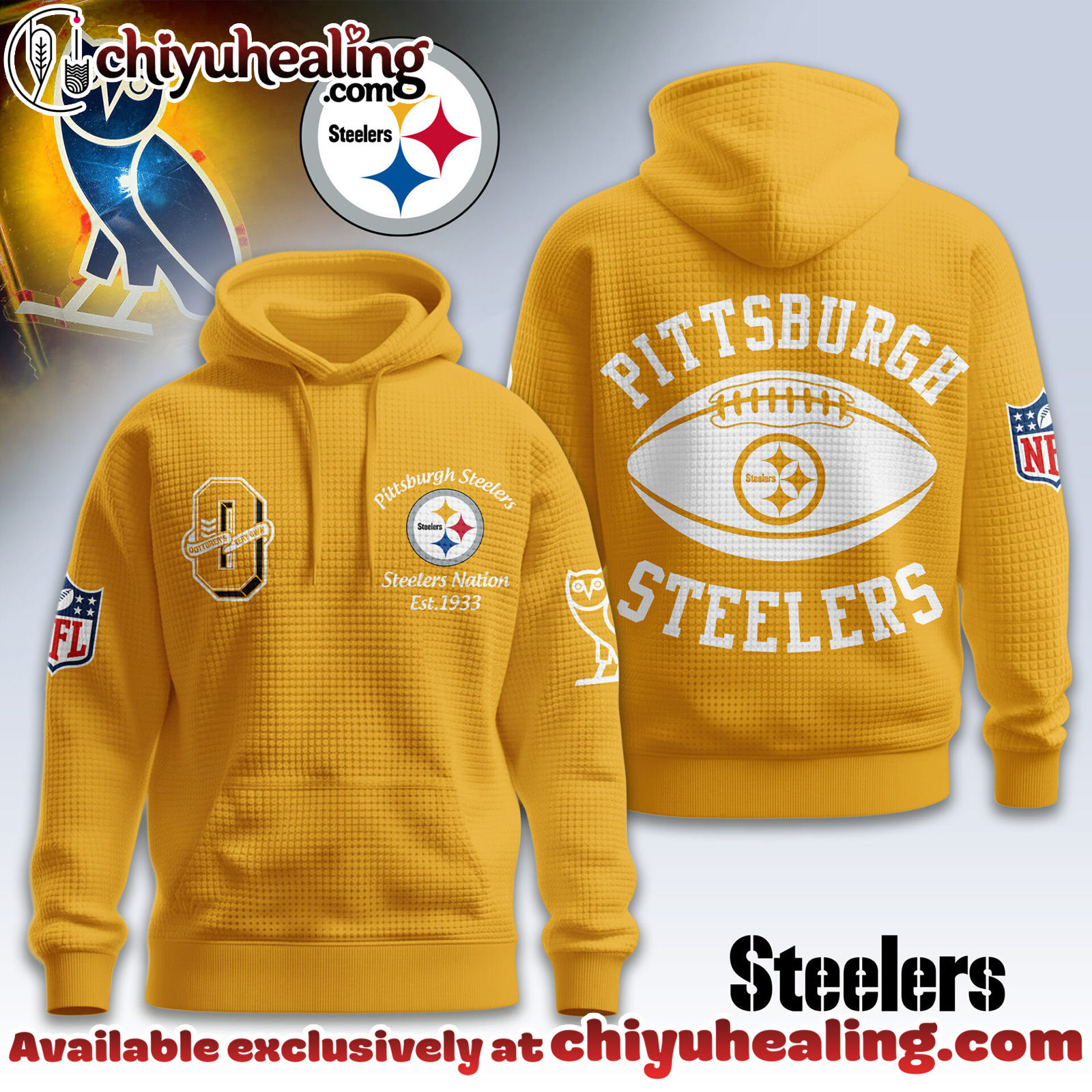 Pittsburgh Steelers Premium NFL x OVO 3D Waffle Hoodie, Sweatshirt, Shirt, All Team NFL