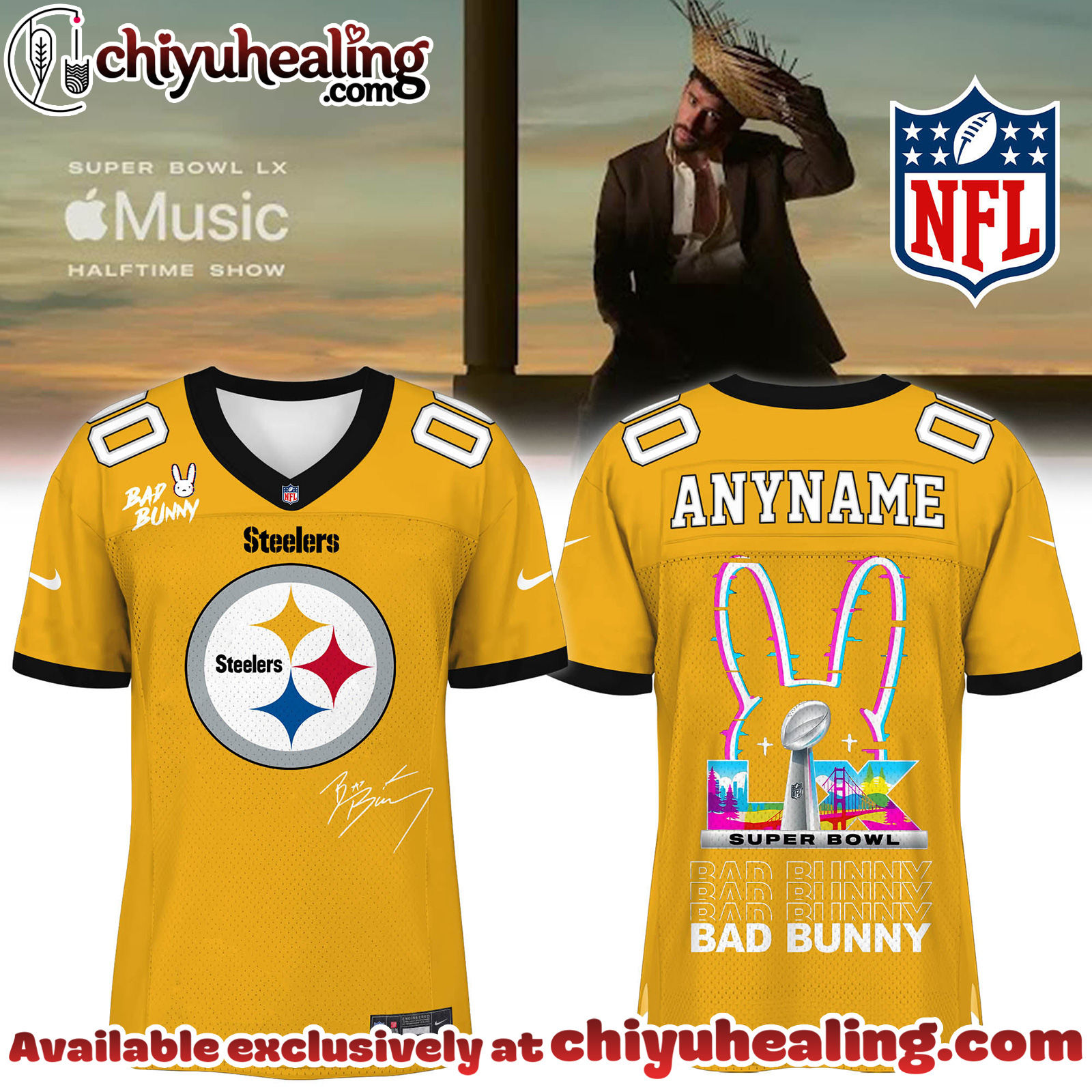 Pittsburgh Steelers x Bad Bunny Super Bowl Football Jersey Limited Edition
