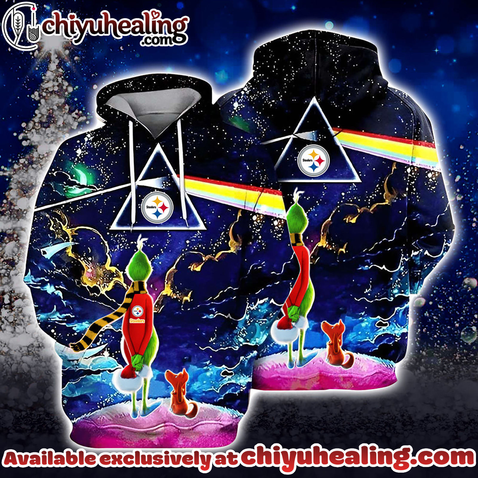 Pittsburgh Steelers x Grinch And Pink Floyd Football Hoodie, T-Shirt, Sweatshirt, All Team NFC Limited Edition-3D