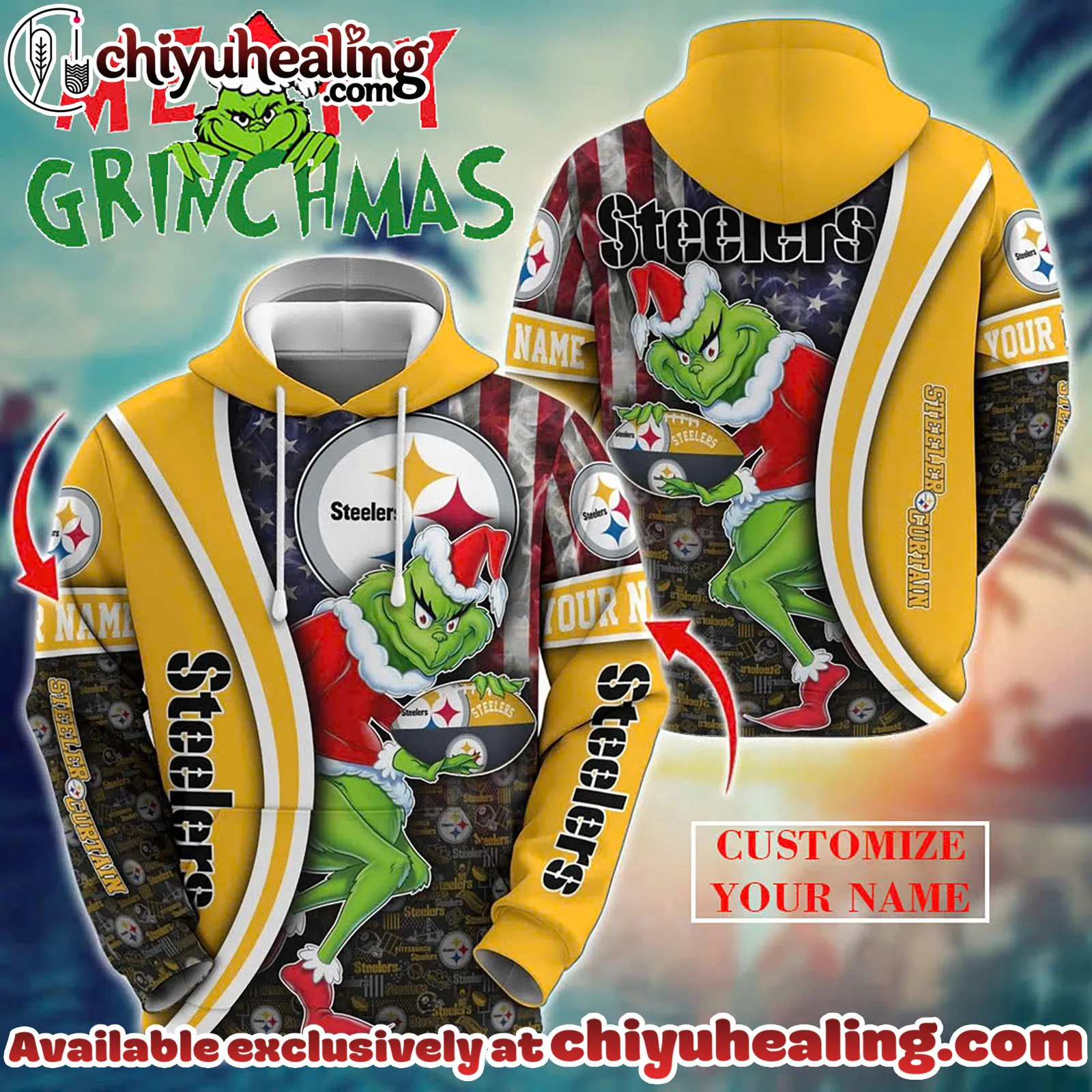 Pittsburgh Steelers x The Grinch Christmas Football Hoodie Limited Edition-3D Unisex Hoodie
