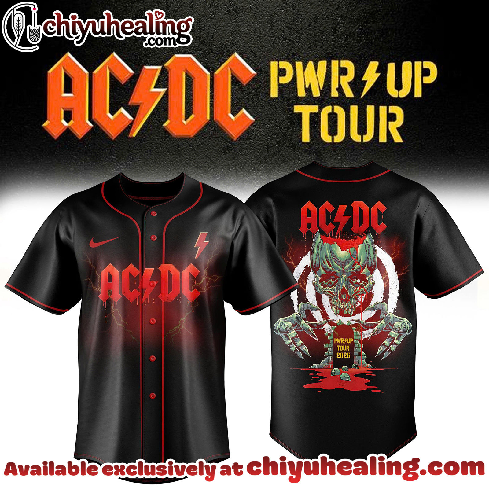 PWRUP STADIUM SERIES ACDC Tour 2026 Baseball Jersey