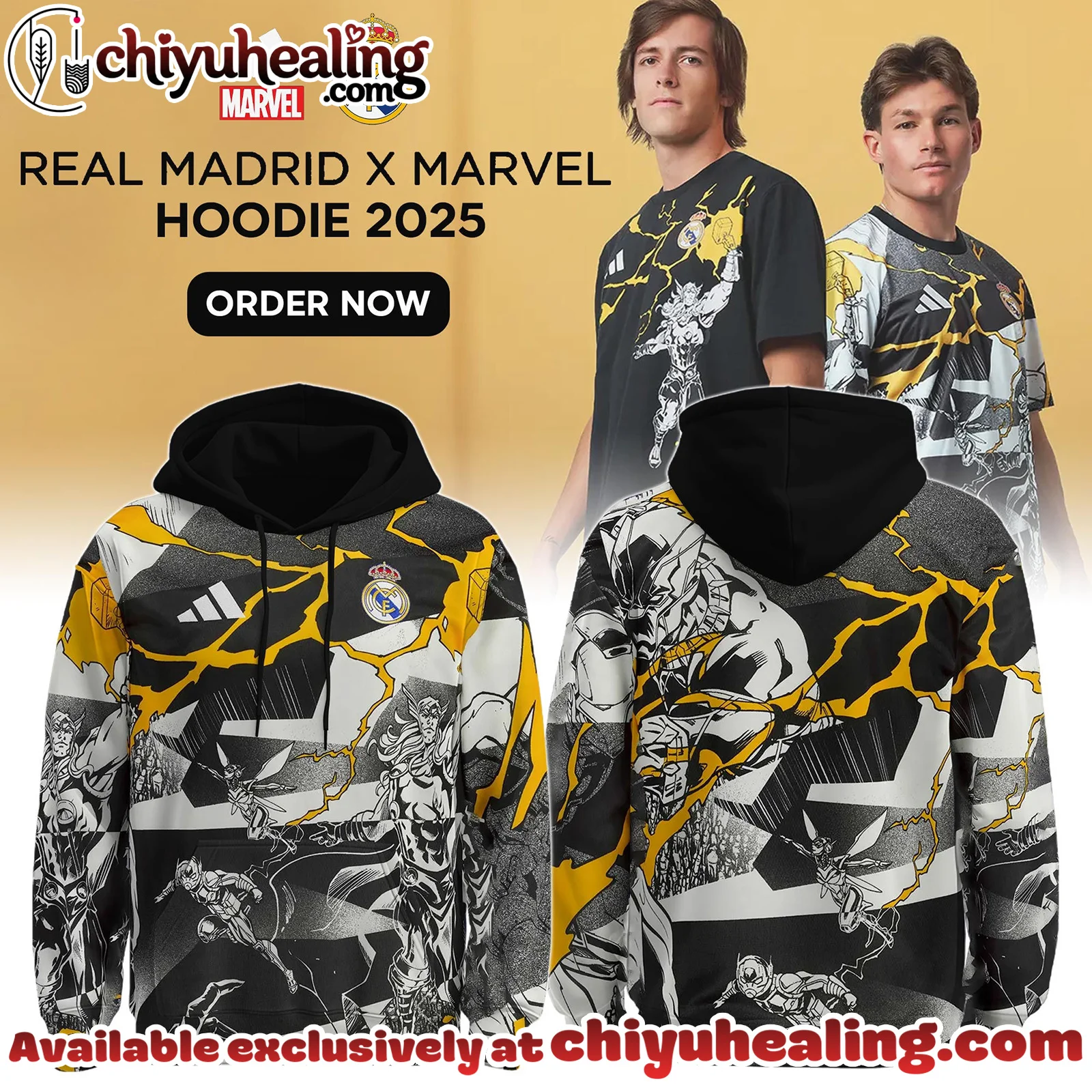 Real Madrid Warm Fleece Hoodie, Shirt, Sweatshirt Marvel WhiteBlack Edition