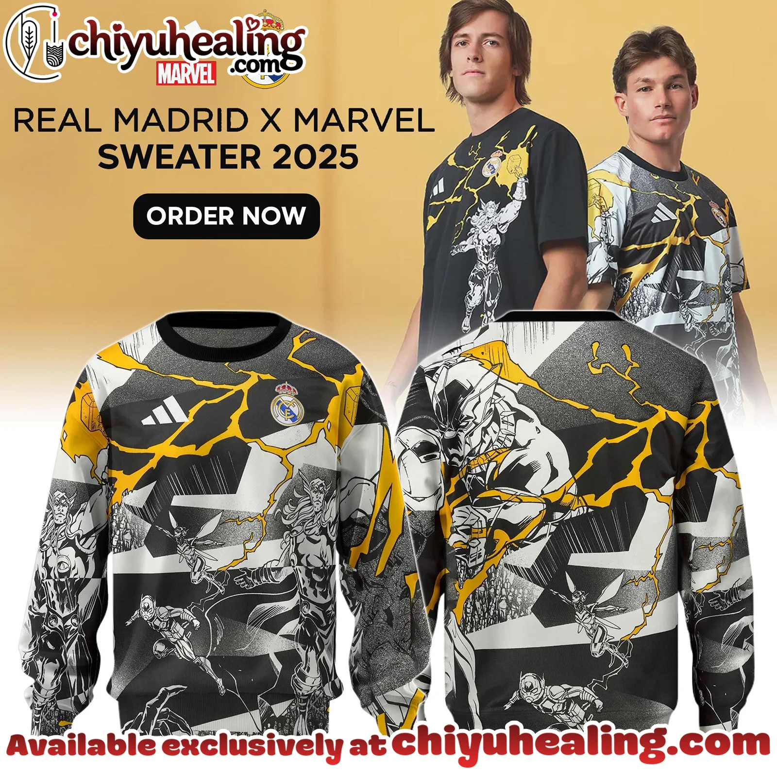 Real Madrid Warm Fleece Jersey Marvel WhiteBlack Edition