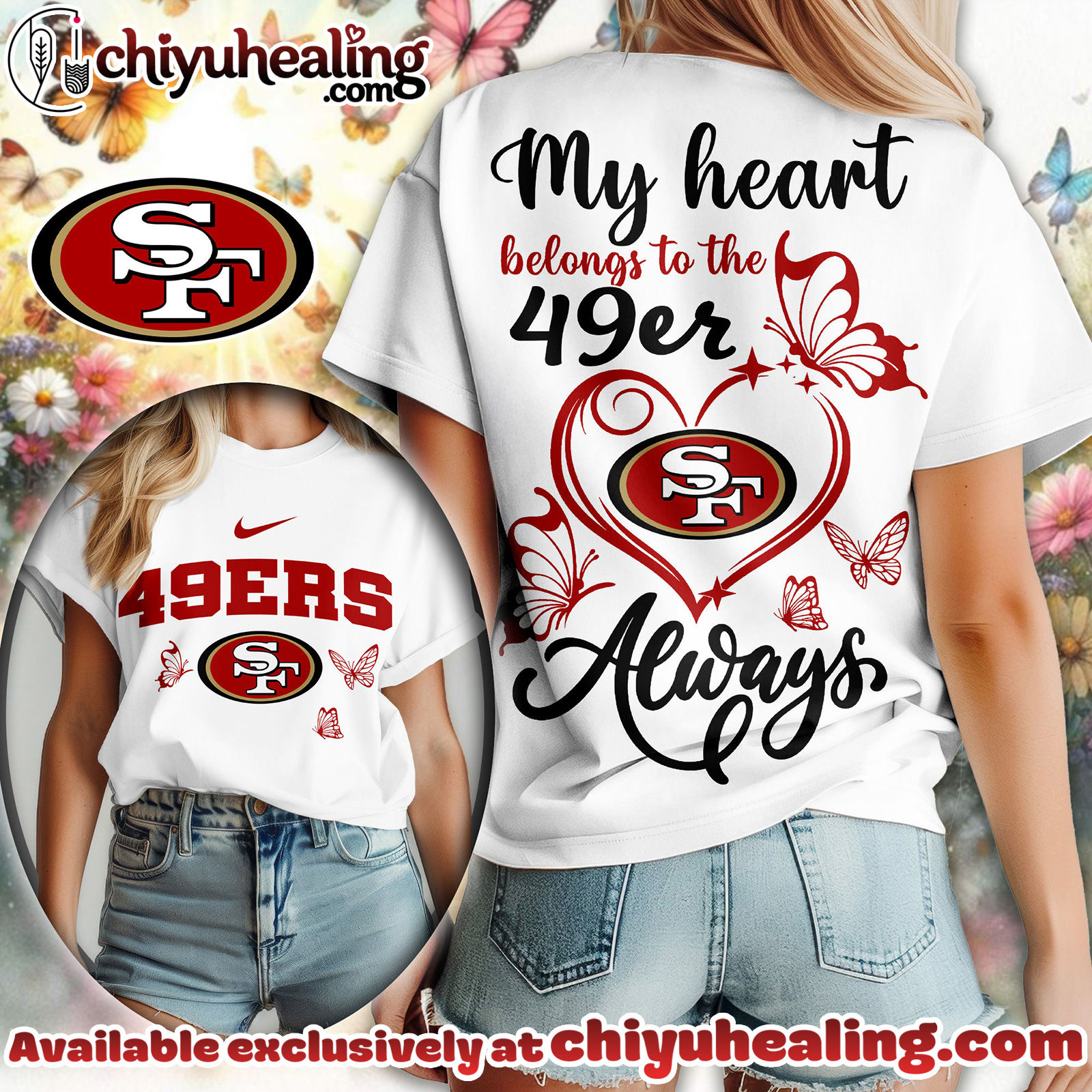 San Francisco 49ers Premium NFL Butterfly Women Shirt, Hoodie, Sweatshirt
