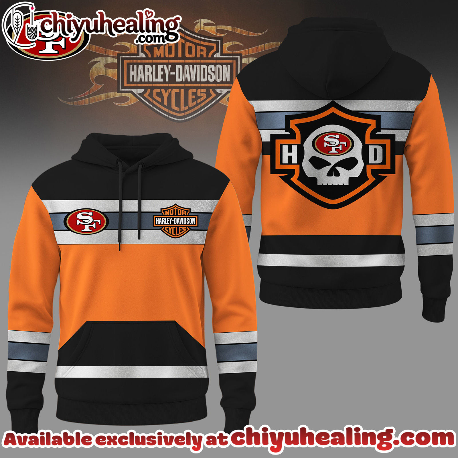 San Francisco 49ers Premium NFL Harley-Davidson High Visibility 3D Hoodie, Sweatshirt, Tshirt