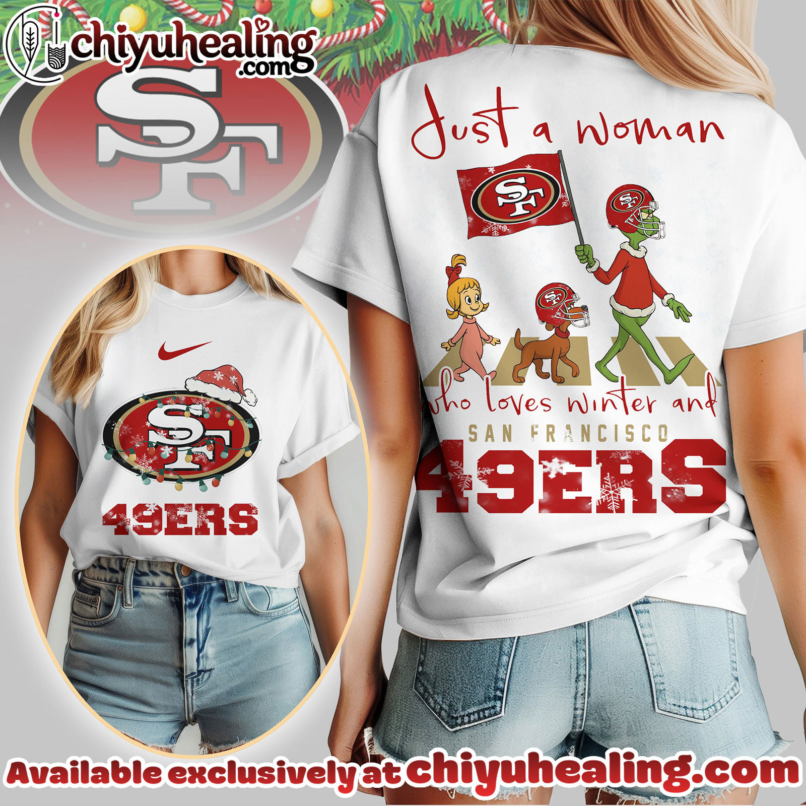 San Francisco 49ers Premium NFL Just A Woman Who Loves Winter 3D Shirt, Hoodie, Sweatshirt, All Team NFL