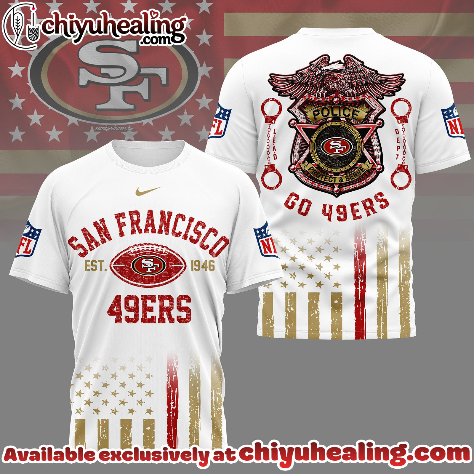 San Francisco 49ers Premium NFL Law Enforcement Tribute 3D Shirt