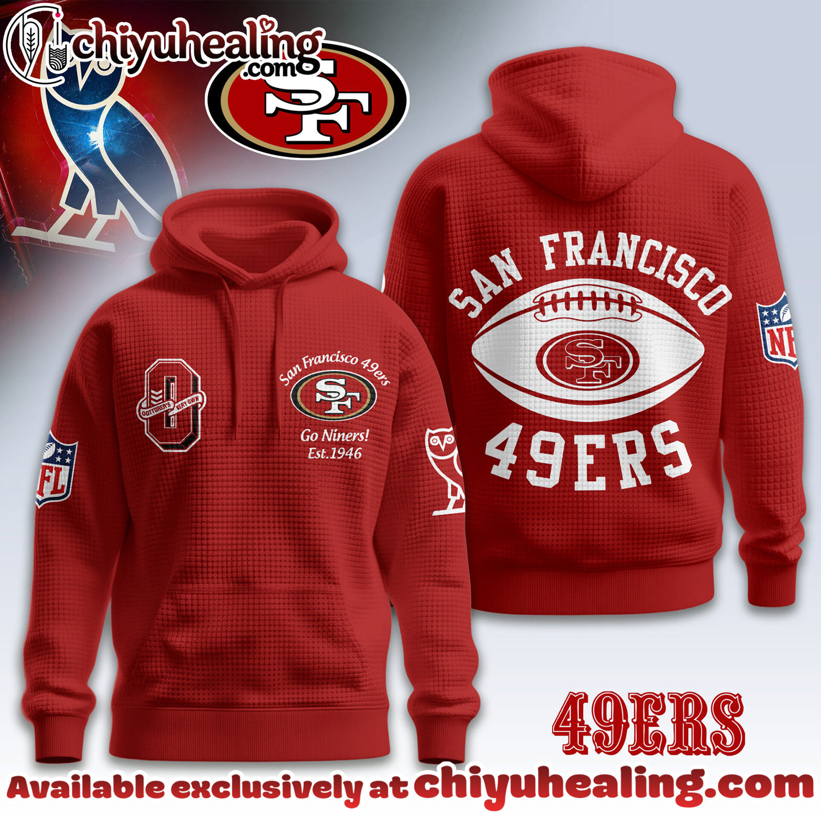 San Francisco 49ers Premium NFL x OVO 3D Waffle Hoodie, Sweatshirt, Shirt, All Team NFL