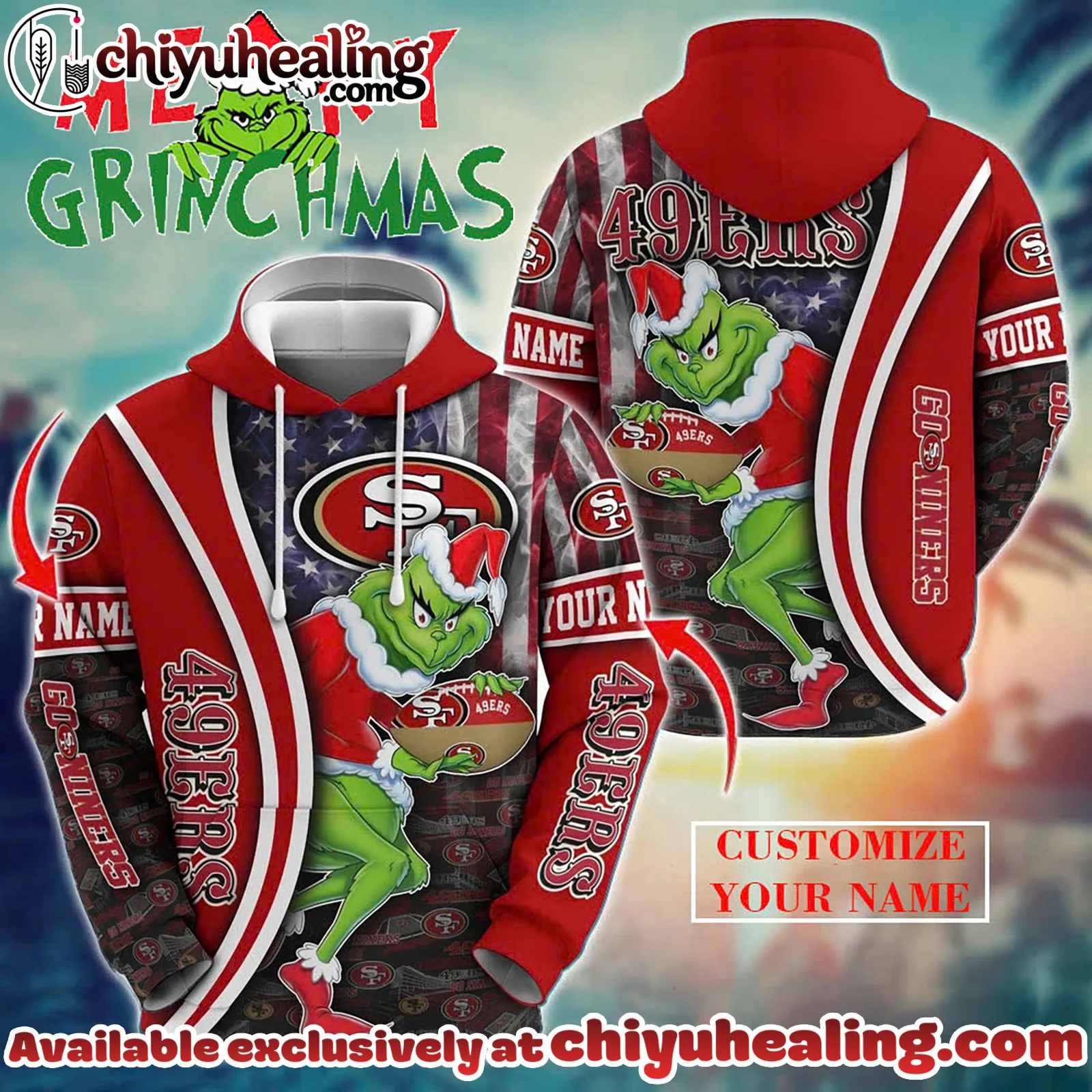 San Francisco 49ers x The Grinch Christmas Football Hoodie Limited Edition-3D Unisex Hoodie