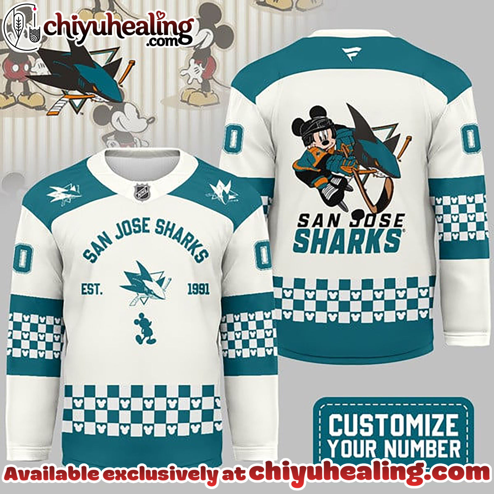 San Jose Sharks Premium NHL Disney Game Day Hockey Jersey
