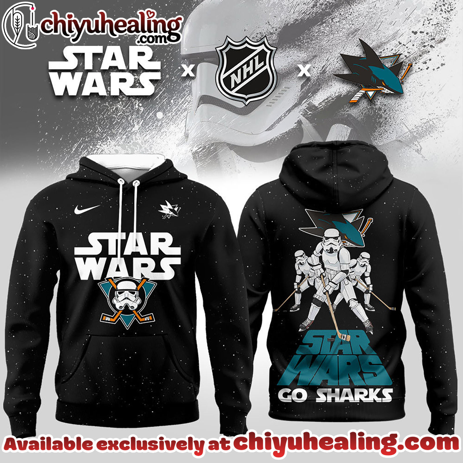 San Jose Sharks Premium NHL Star Wars Imperial Trooper 3D Hoodie