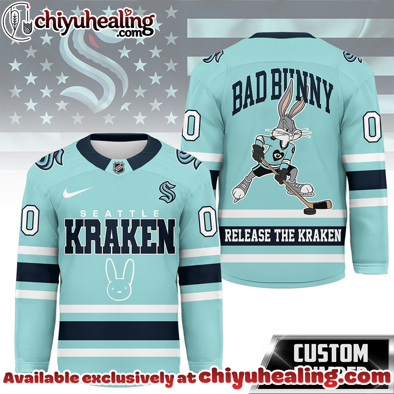 Seattle Kraken Premium NHL Bad Bunny Hockey Jersey NY