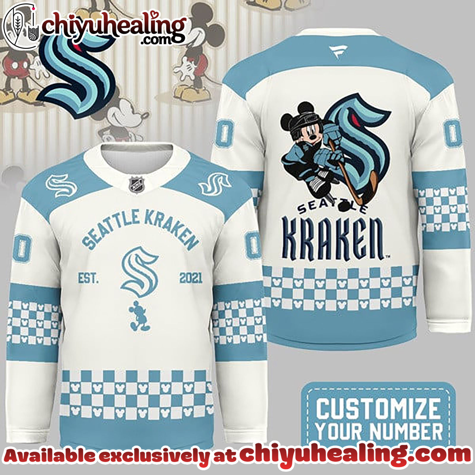 Seattle Kraken Premium NHL Disney Game Day Hockey Jersey