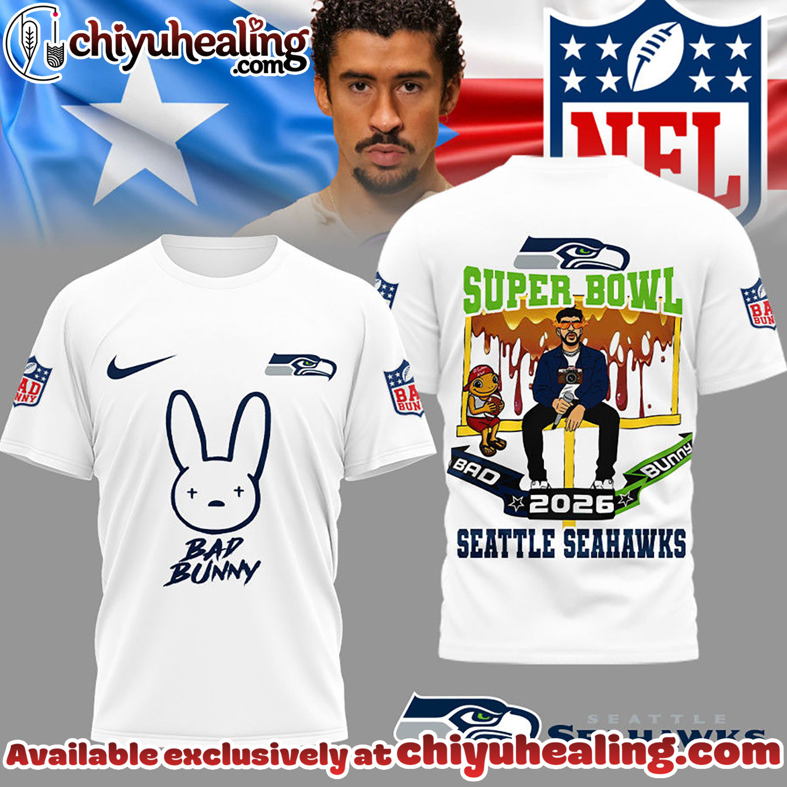 Seattle Seahawks Premium NFL Bad Bunny Super Bowl 3D Shirt, Hoodie, Sweatshirt