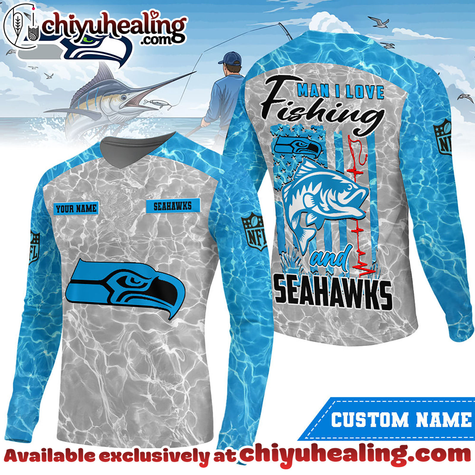Seattle Seahawks Premium NFL Love Fishing Long Sleeve Hoodie, T-shirt, Sweatshirt