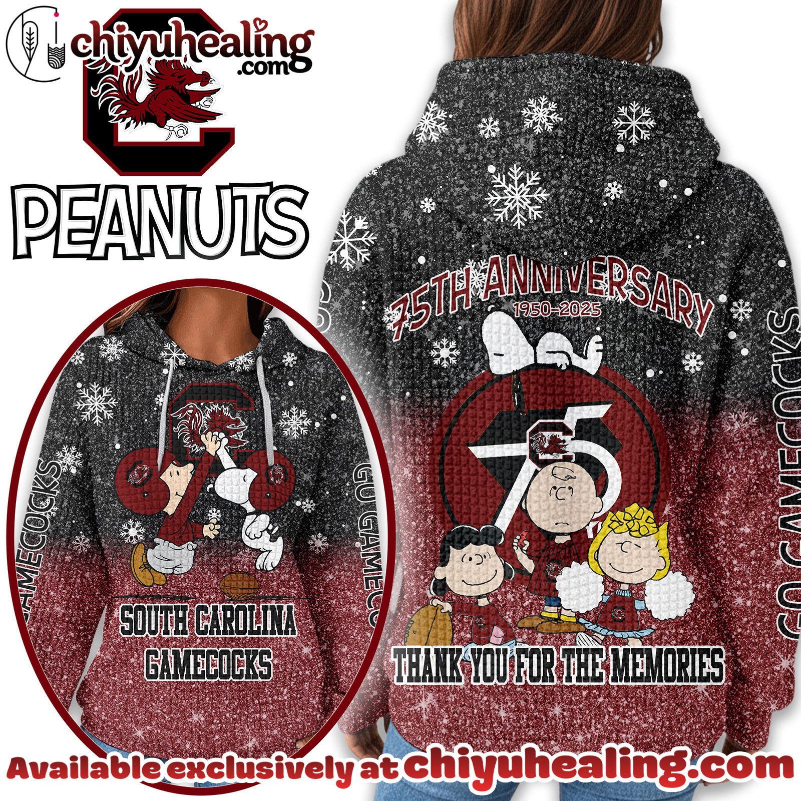 South Carolina Gamecocks Premium NCAA Peanuts Anniversary 3D Waffle Hoodie, Sweatshirt, Tshirt HI