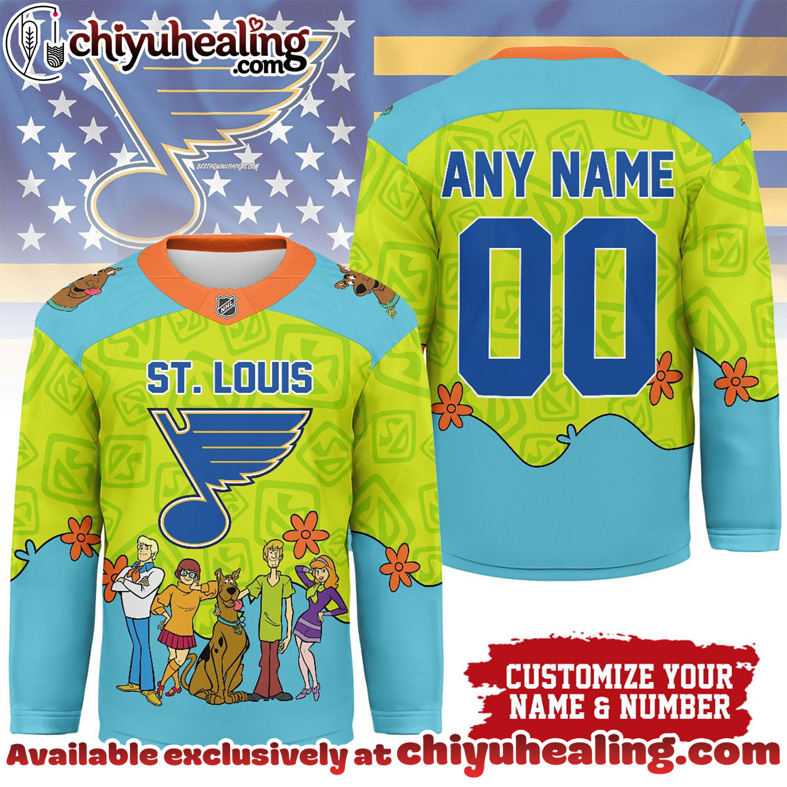 St Louis Blues Premium NHL Scooby Doo Hockey Jersey