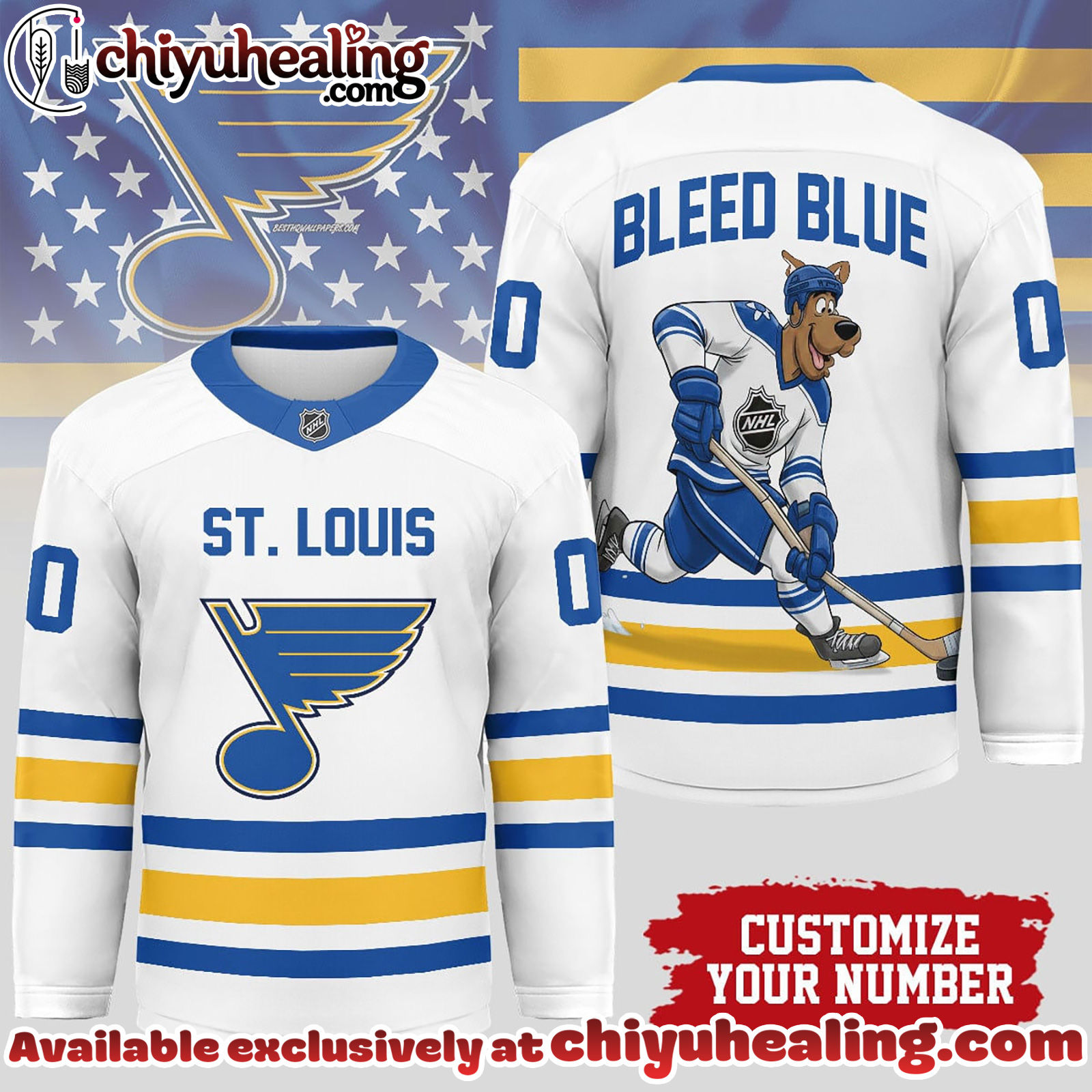 St Louis Blues Premium NHL Scooby Doo Personalized Hockey Jersey
