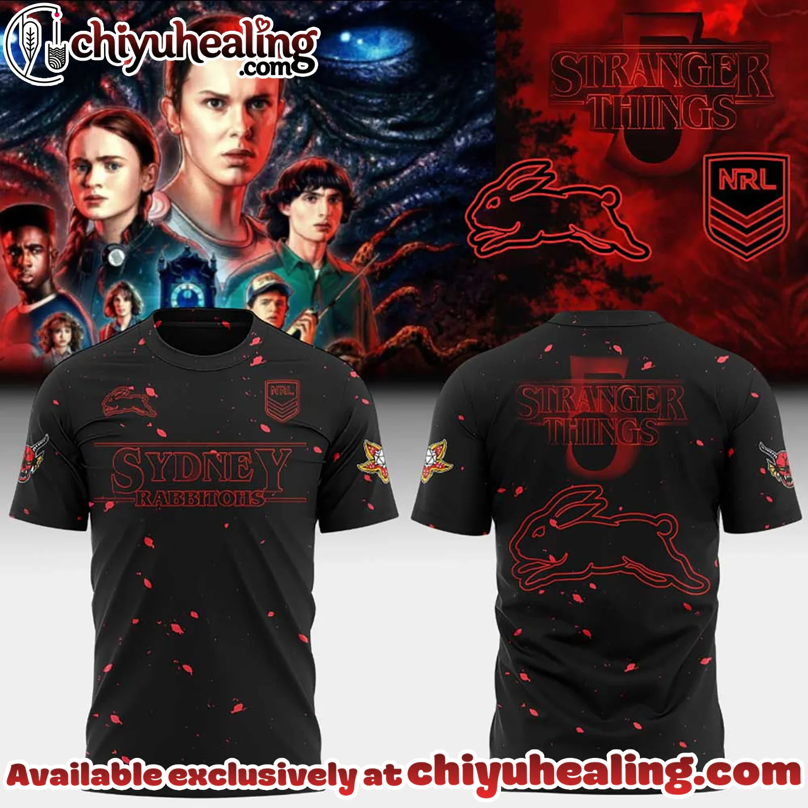 Sydney Rabbitohs Stranger Things 5 NRL - All Team NRL Shirt, Hoodie, Sweatshirt