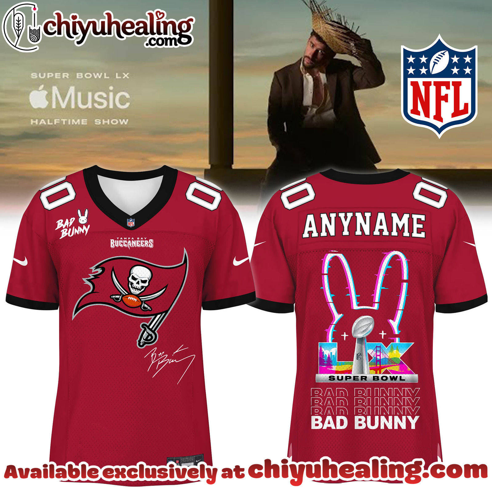 Tampa Bay Buccaneers x Bad Bunny Super Bowl Football Jersey Limited Edition
