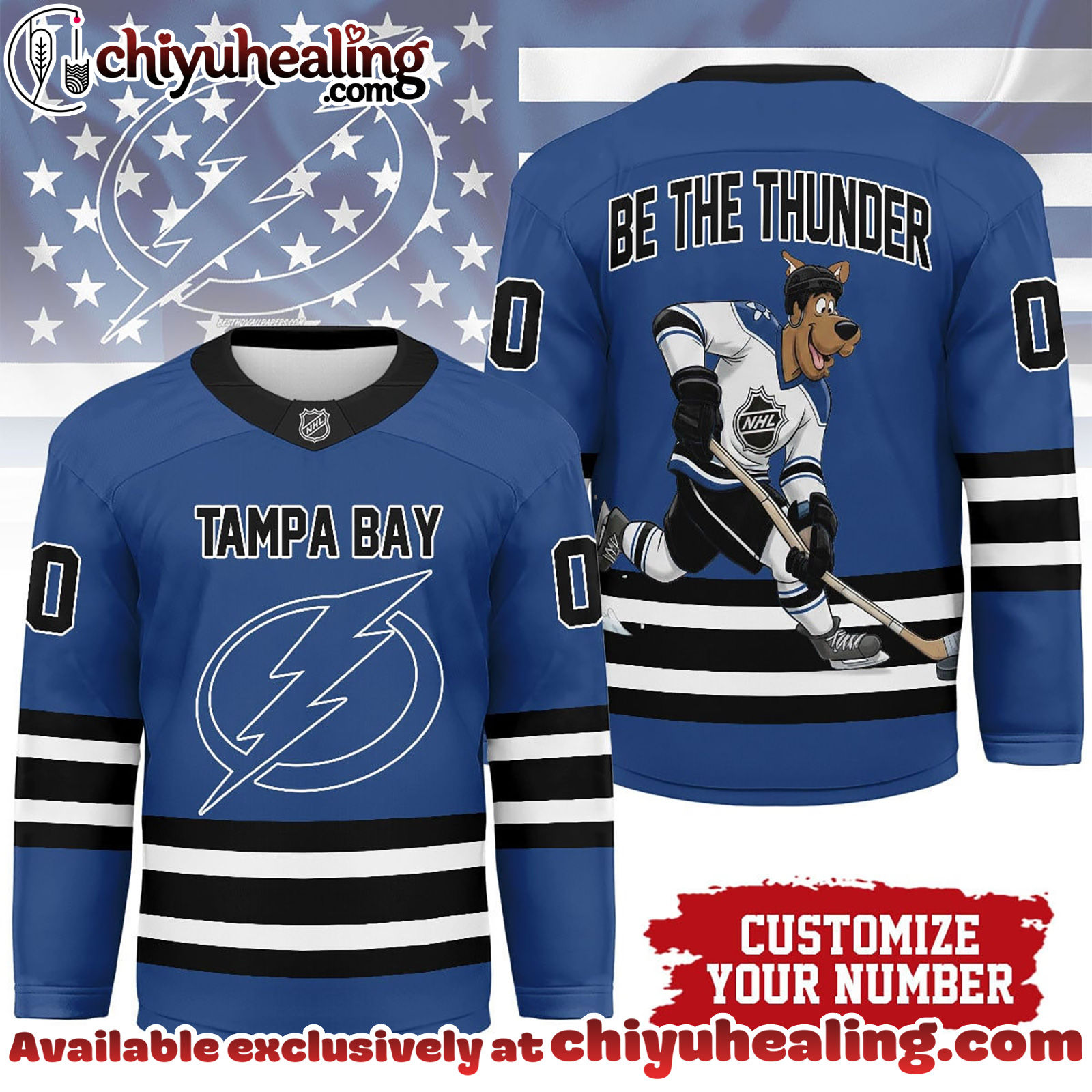 Tampa Bay Lightning Premium NHL Scooby Doo Personalized Hockey Jersey