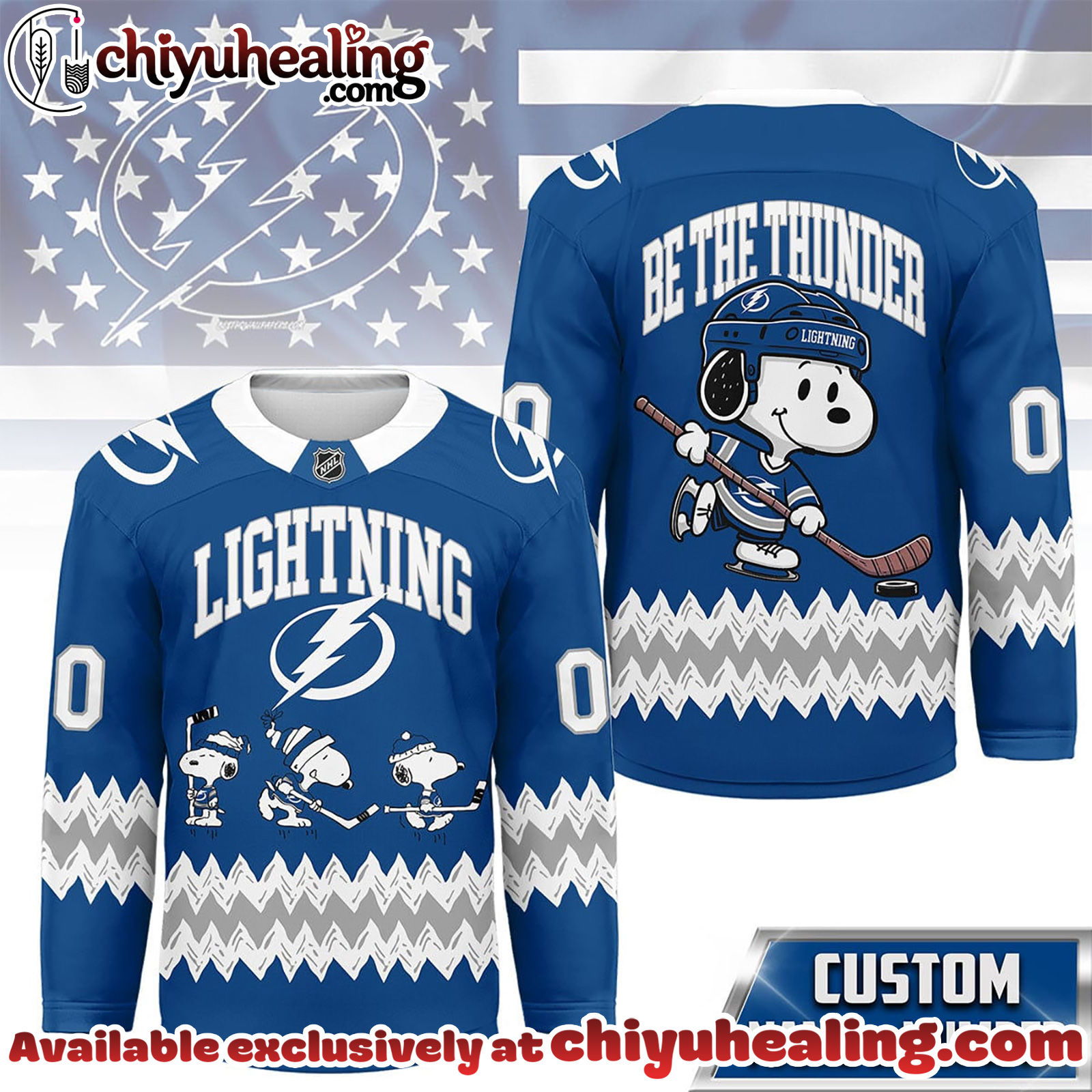 Tampa Bay Lightning Premium NHL Snoopy Personalized Hockey Jersey