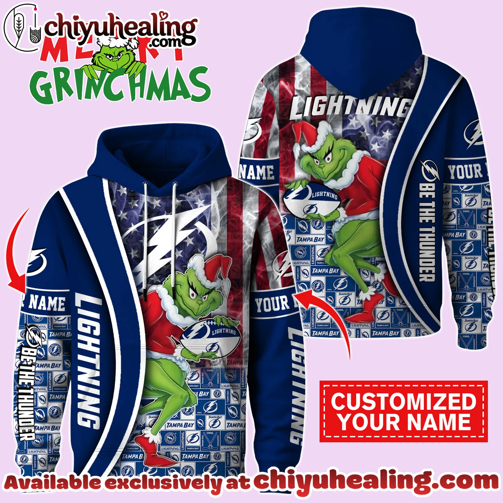 Tampa Bay Lightning x The Grinch Christmas Hockey Hoodie Limited Edition-3D Unisex Hoodie