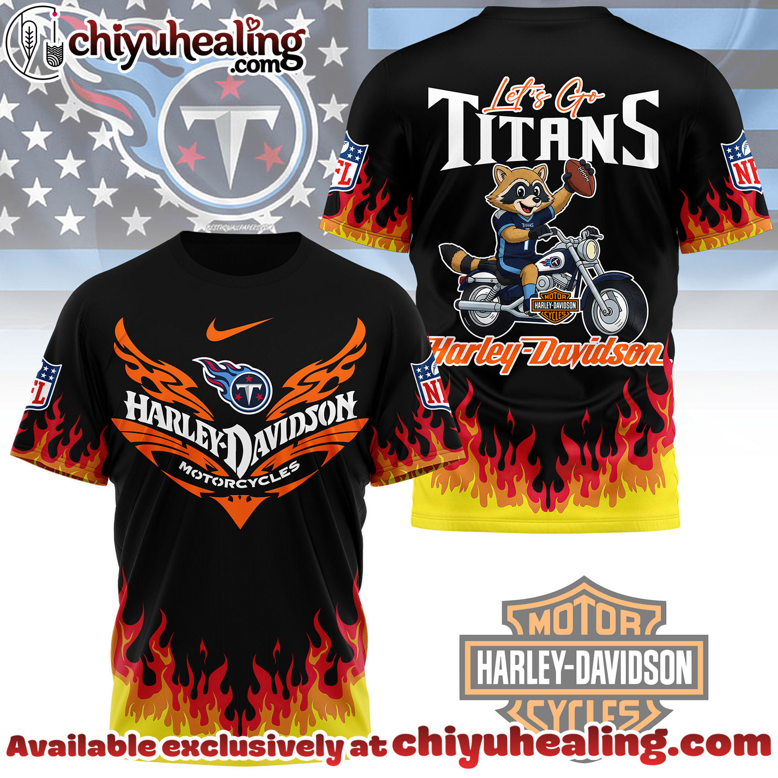 Tennessee Titans Premium NFL Harley Davidson Firewave 3D Shirt, Hoodie, Sweatshirt, All Team NFL