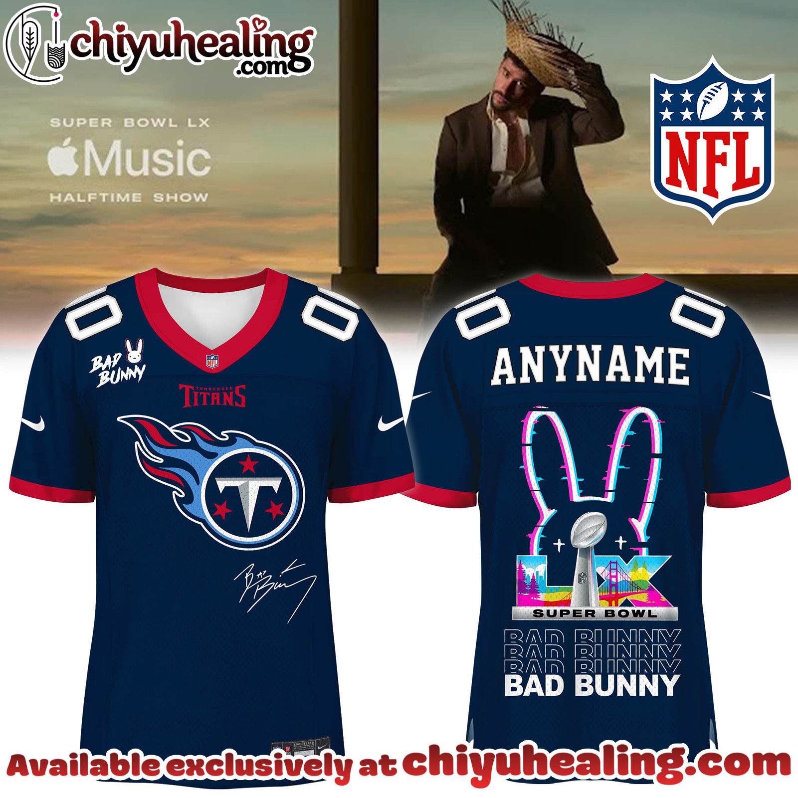 Tennessee Titans x Bad Bunny Super Bowl Football Jersey Limited Edition