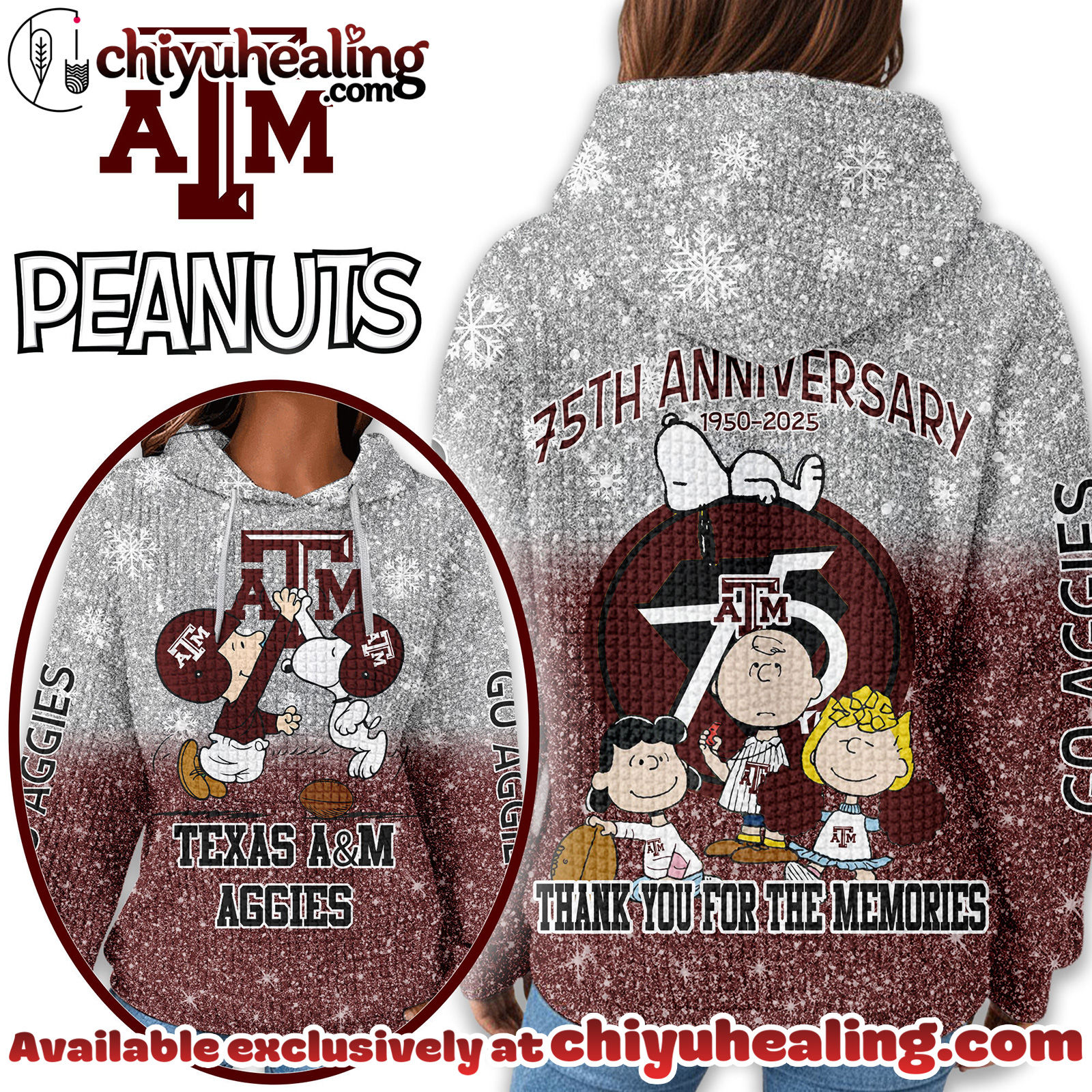 Texas AM Aggies Premium NCAA Peanuts Anniversary 3D Waffle Hoodie, Sweatshirt, Tshirt HI