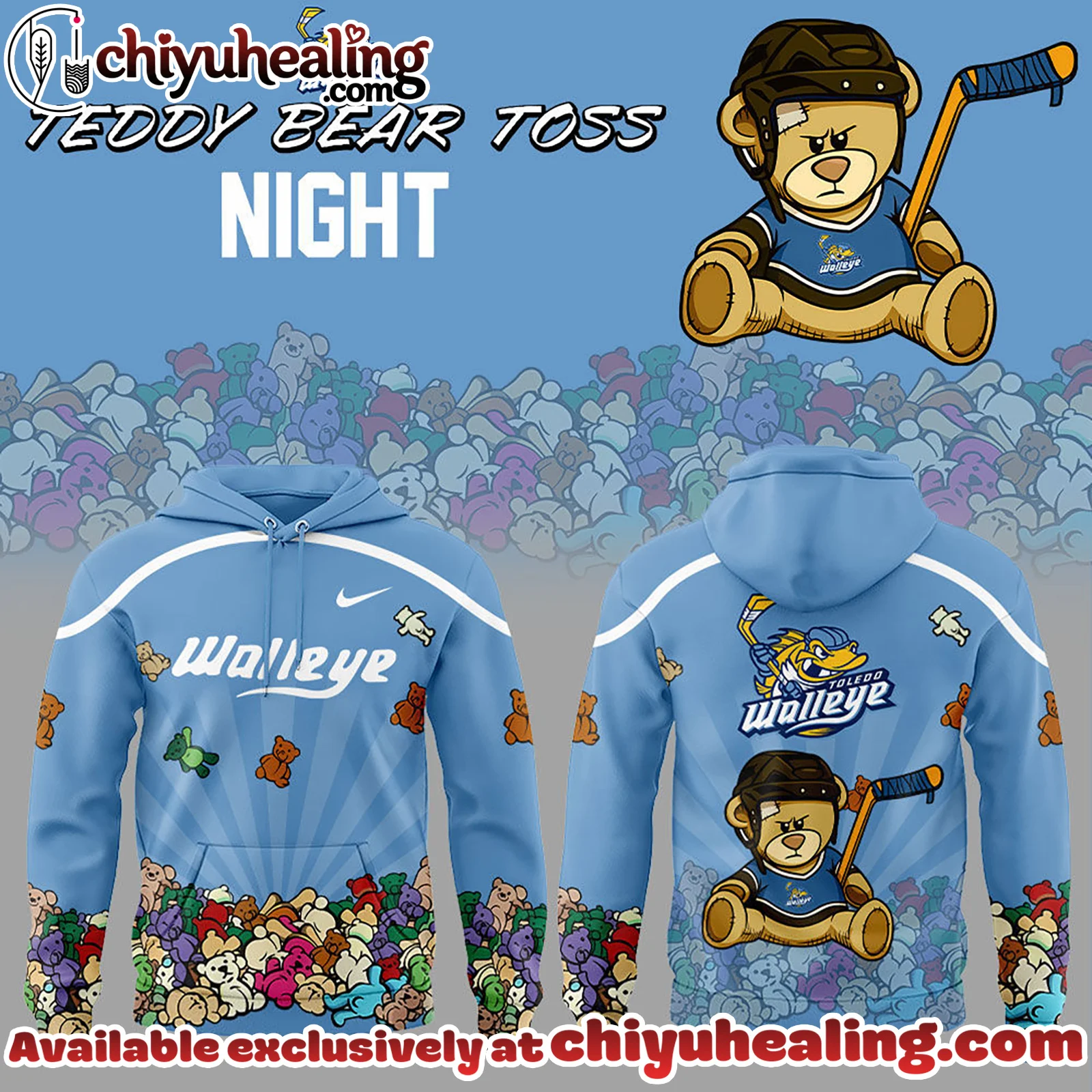 Toledo Walleye x Teddy Bear Toss Night Hoodie, Shirt, Sweatshirt, All Team NHL