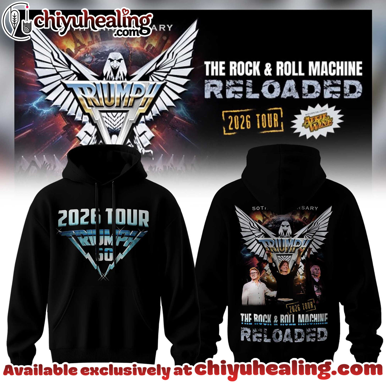 TRIUMPH - The Rock x Roll Machine Reloaded Tour 2026 Collection Hoodie, Sweatshirt, Tshirt - Ver 3