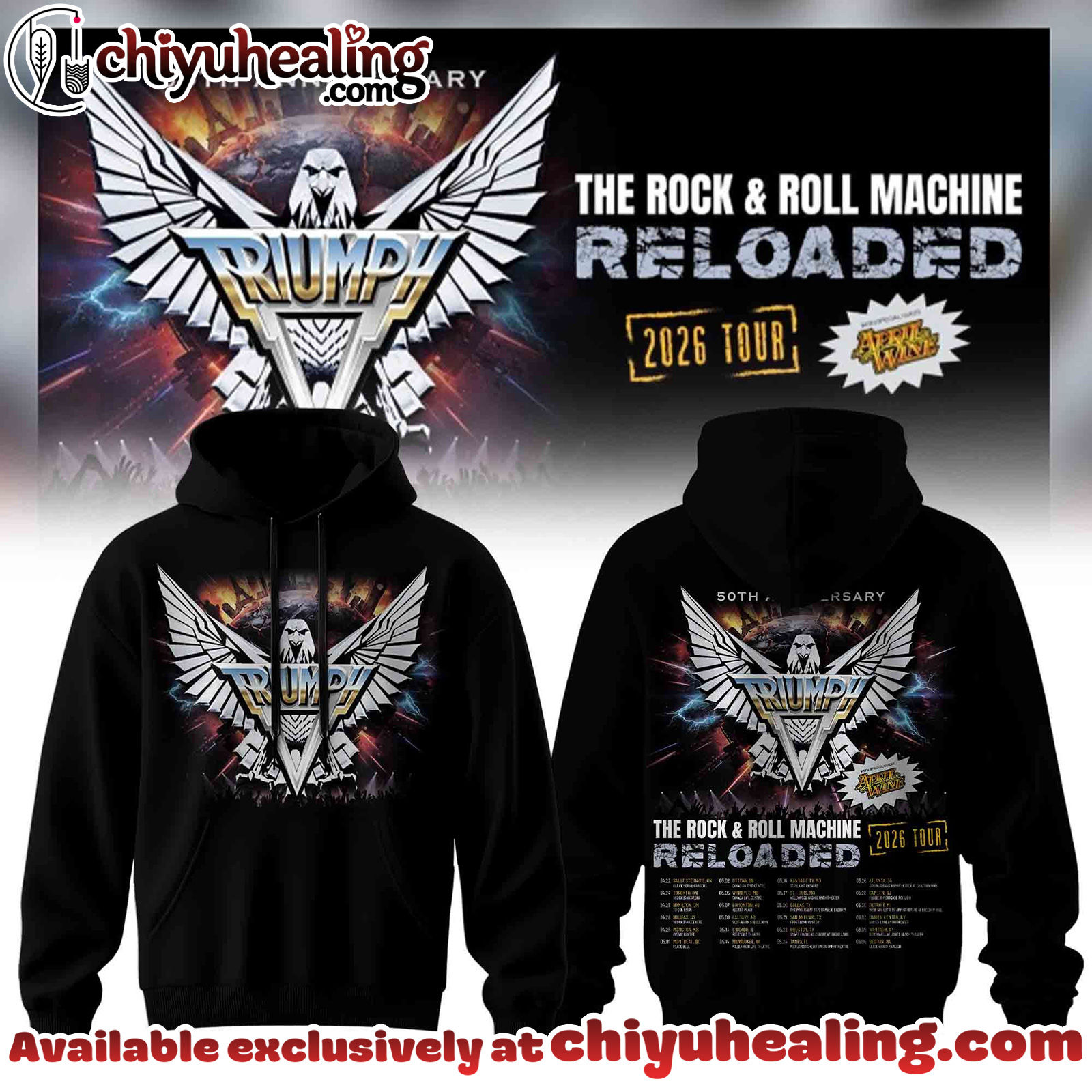 TRIUMPH - The Rock x Roll Machine Reloaded Tour 2026 Collection Hoodie, Sweatshirt, Tshirt