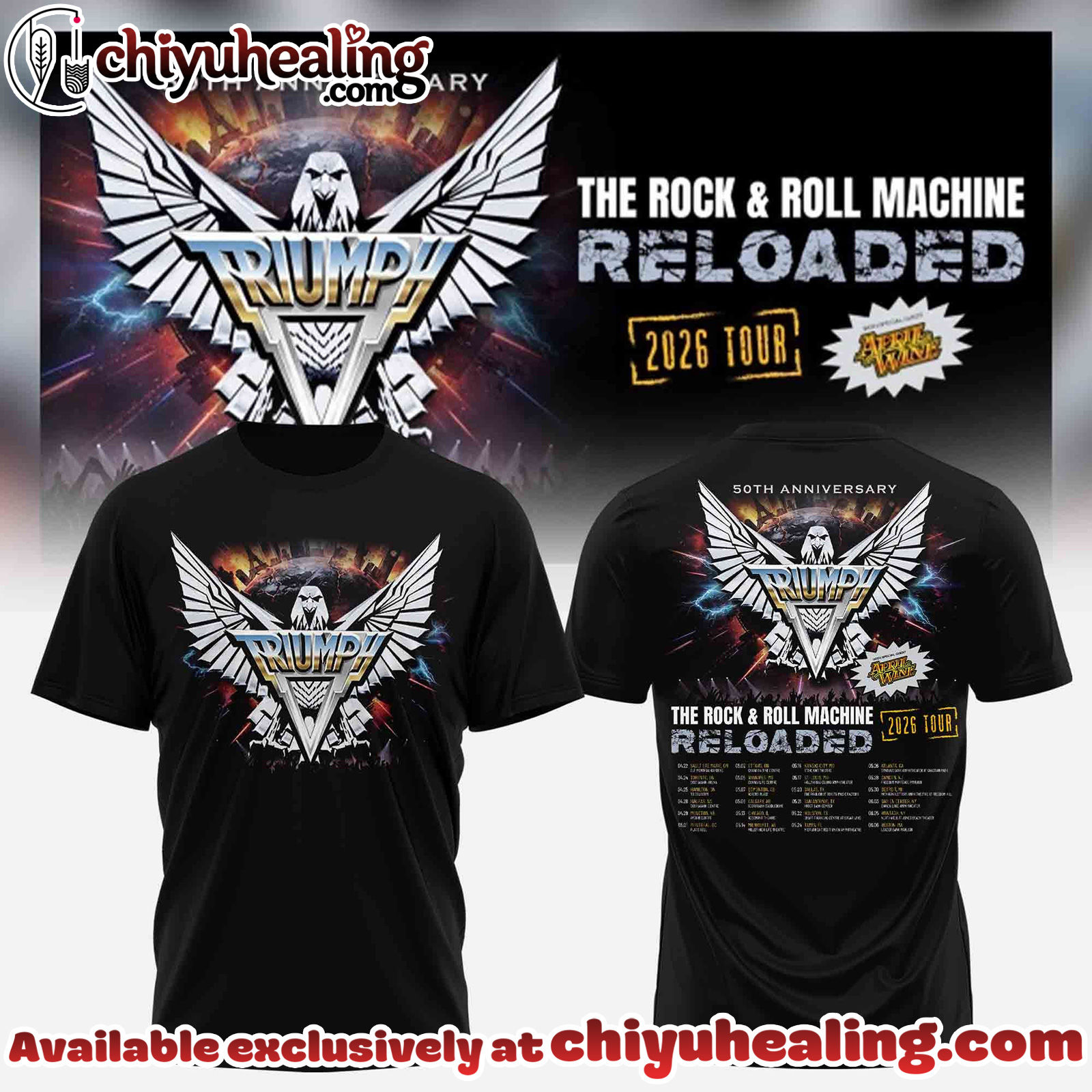 TRIUMPH - The Rock x Roll Machine Reloaded Tour 2026 Collection Hoodie, Sweatshirt, Tshirt - Ver 4