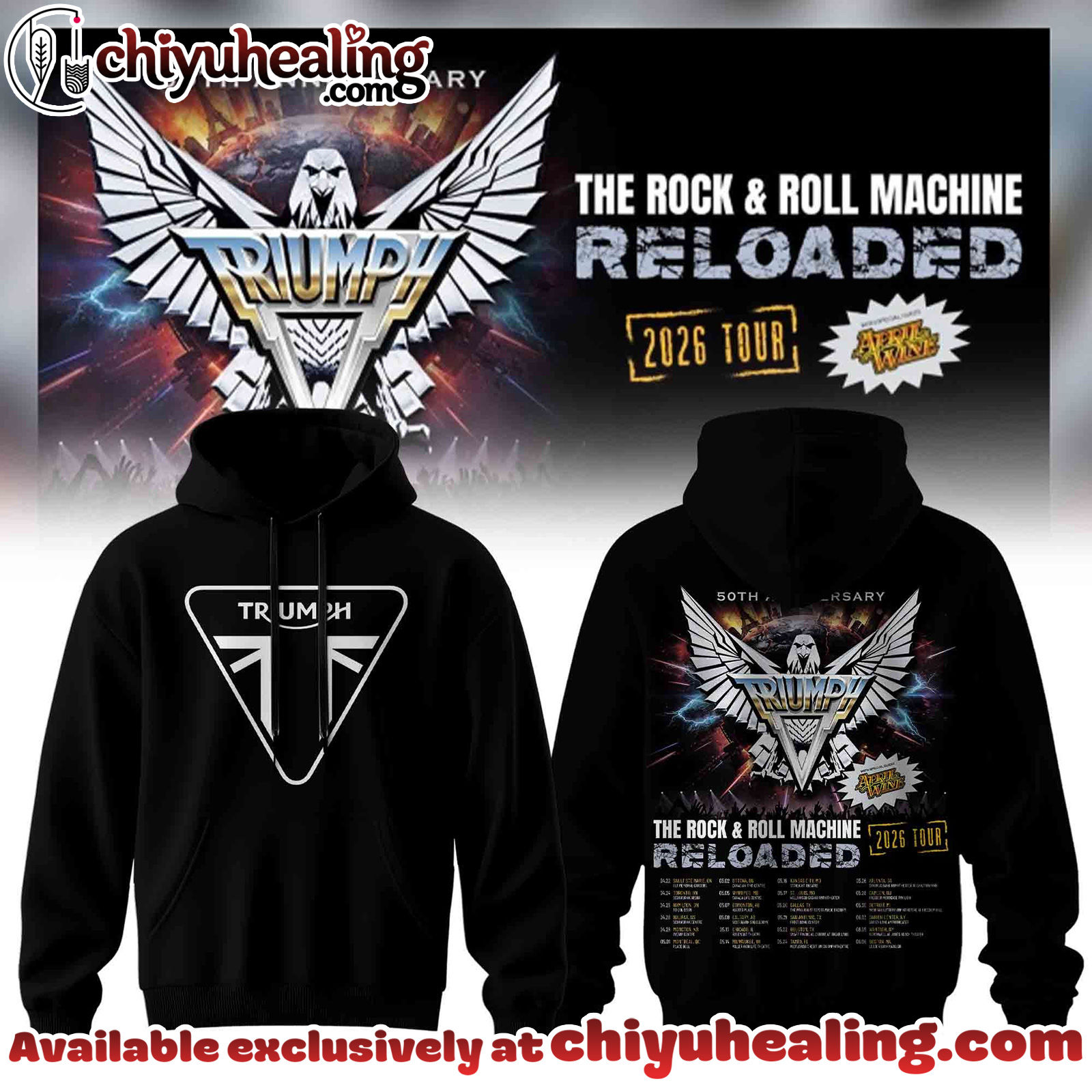 TRIUMPH - The Rock x Roll Machine Reloaded Tour 2026 Collection Hoodie, Sweatshirt, Tshirt - Ver 2