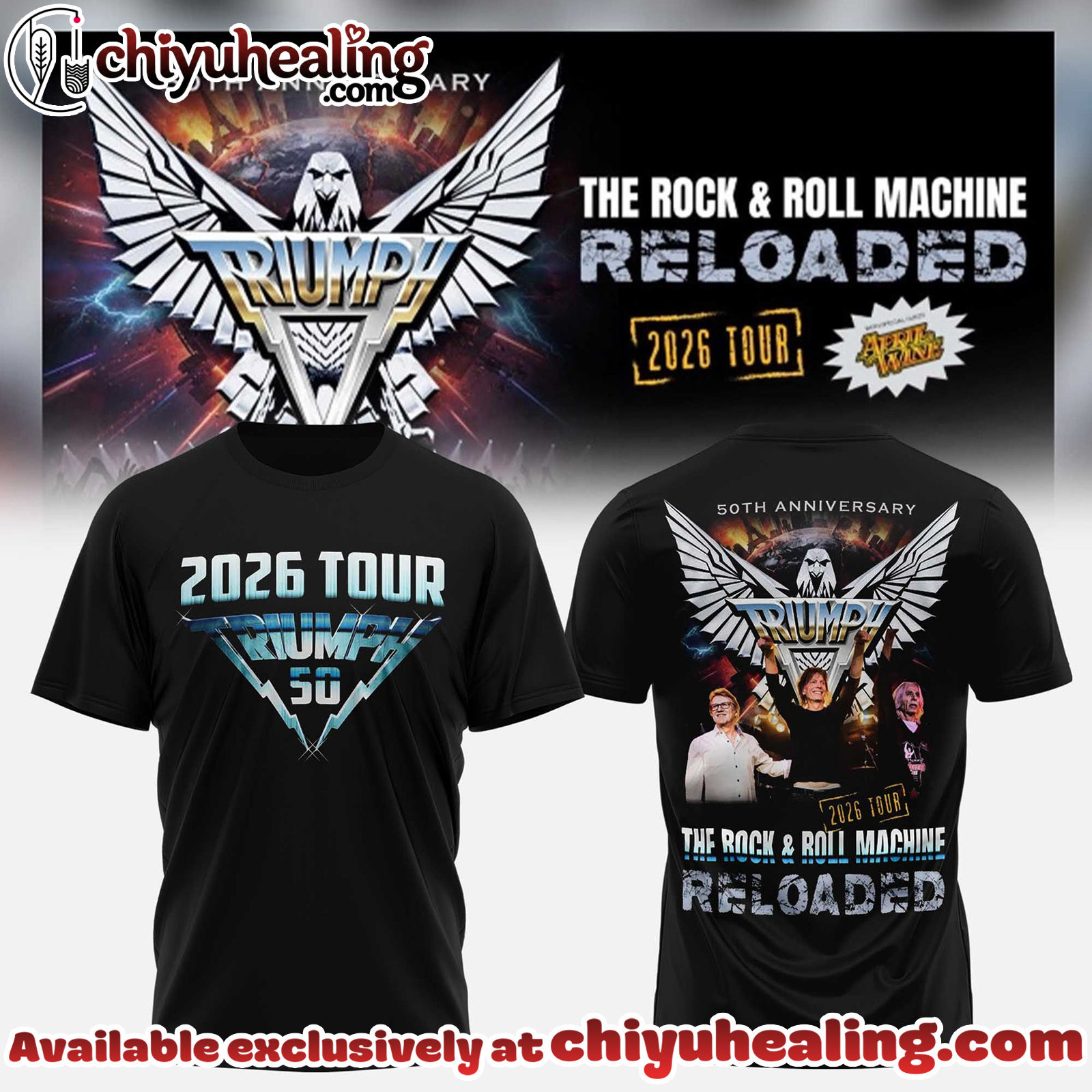 TRIUMPH - The Rock x Roll Machine Reloaded Tour 2026 Collection Hoodie, Sweatshirt, Tshirt - Ver 5