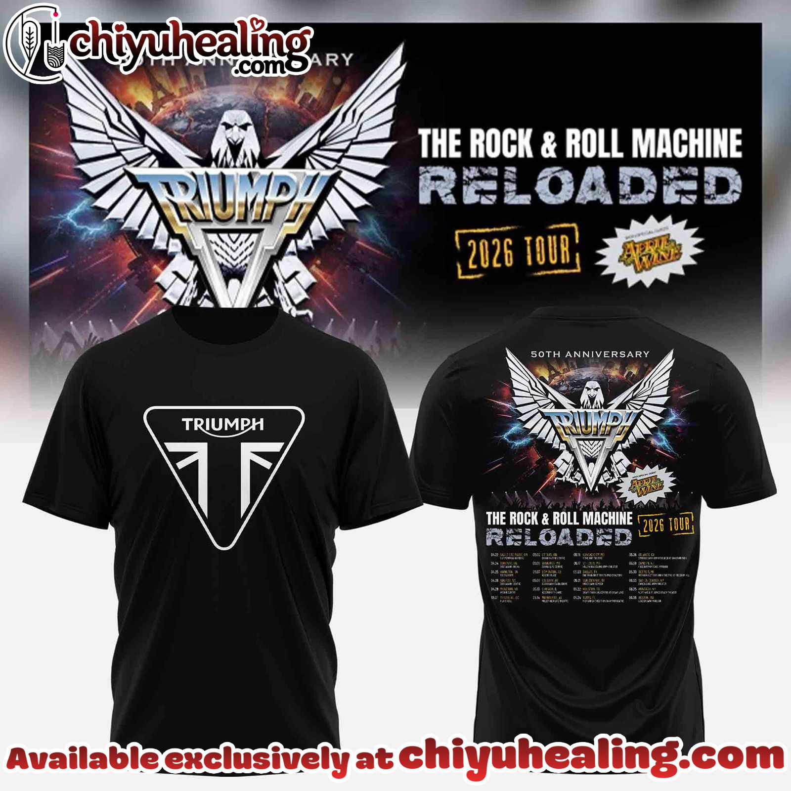 TRIUMPH - The Rock x Roll Machine Reloaded Tour 2026 Collection Hoodie, Sweatshirt, Tshirt - Ver 6
