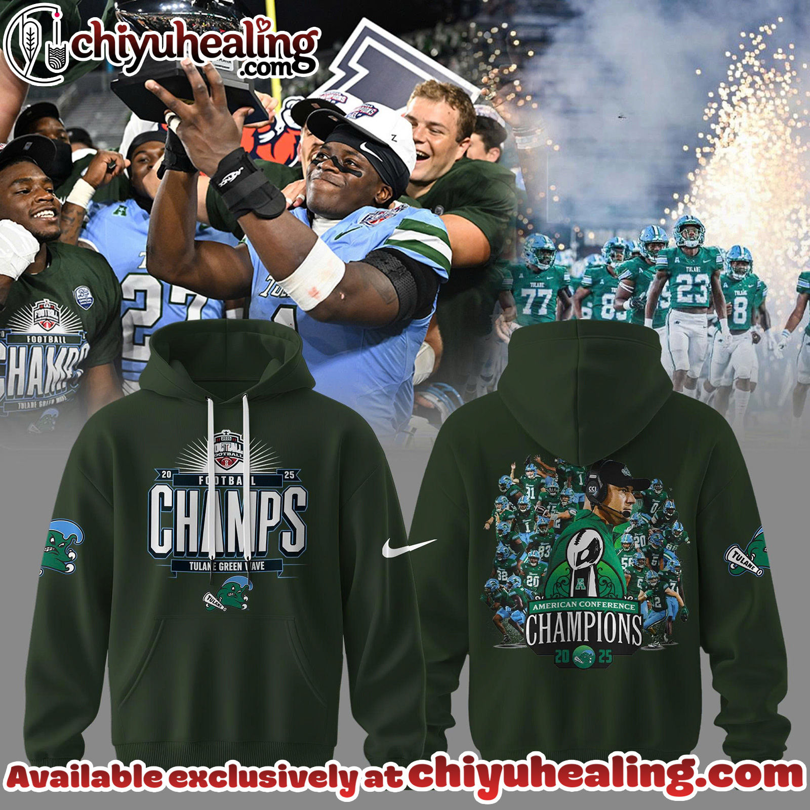 Tulane Green Wave - American Football Champions 2025 Collection Hoodie, Sweatshirt, Shirt