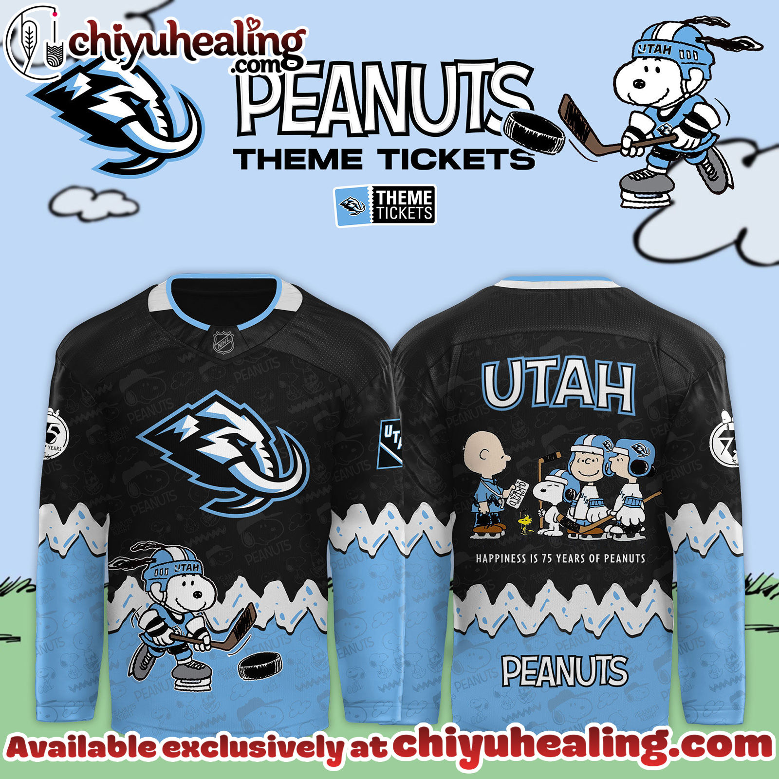 Utah Mammoth x 75th Anniversary Of Peanuts 2025 Limited Edition Hockey Jersey