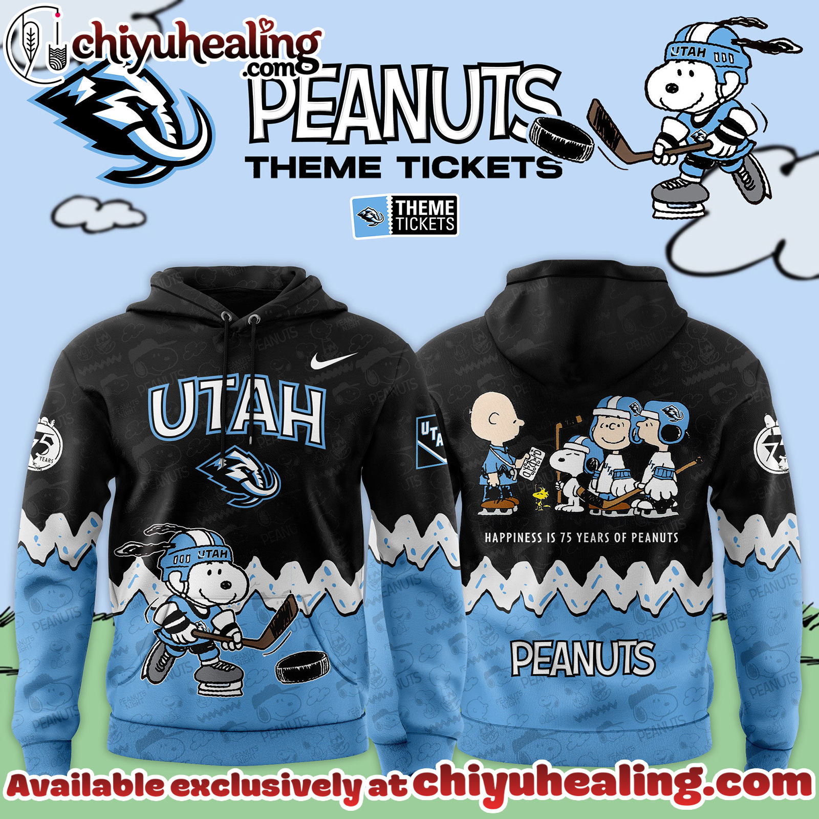 Utah Mammoth x 75th Anniversary Of Peanuts 2025 Limited Edition Hoodie, Sweatshirt, Tshirt